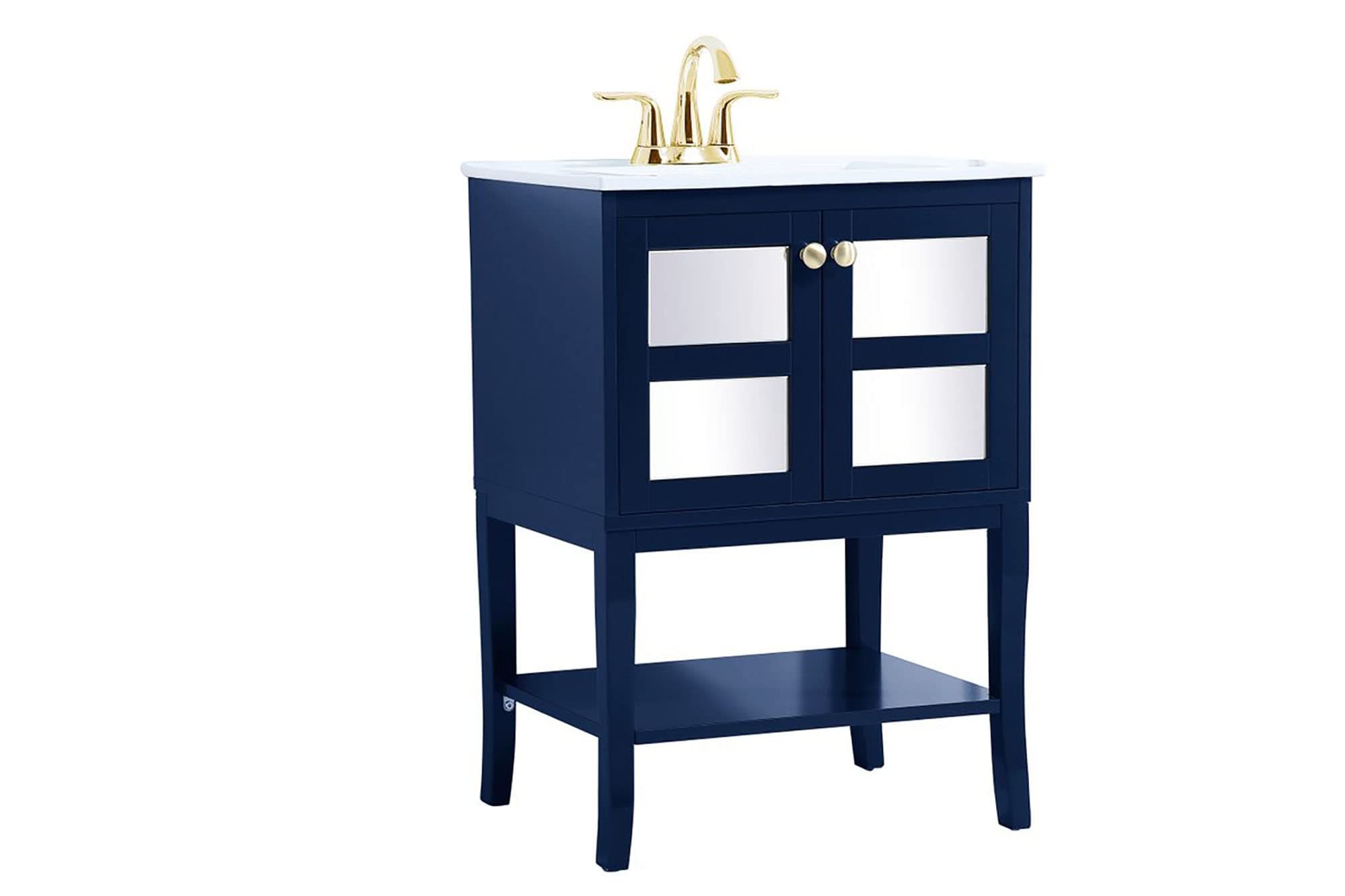 24 Inch Blue Bathroom Vanity Cabinet with Sink - Modern Elegant Kitchen & Bath Storage for Small Spaces | Perfect for Guest Bathrooms, Powder Rooms & Apartment Remodels