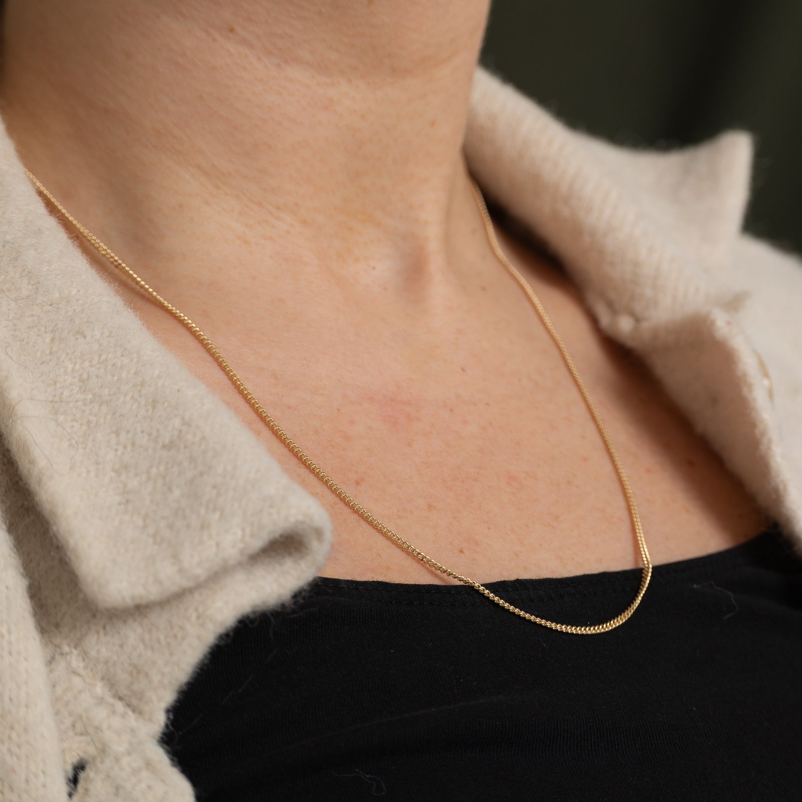 14K Yellow Gold Curb Link Chain Necklace - 19.75 Inch Solid Gold Cuban Link Chain for Men & Women | Perfect for Layering, Gifting & Everyday Wear