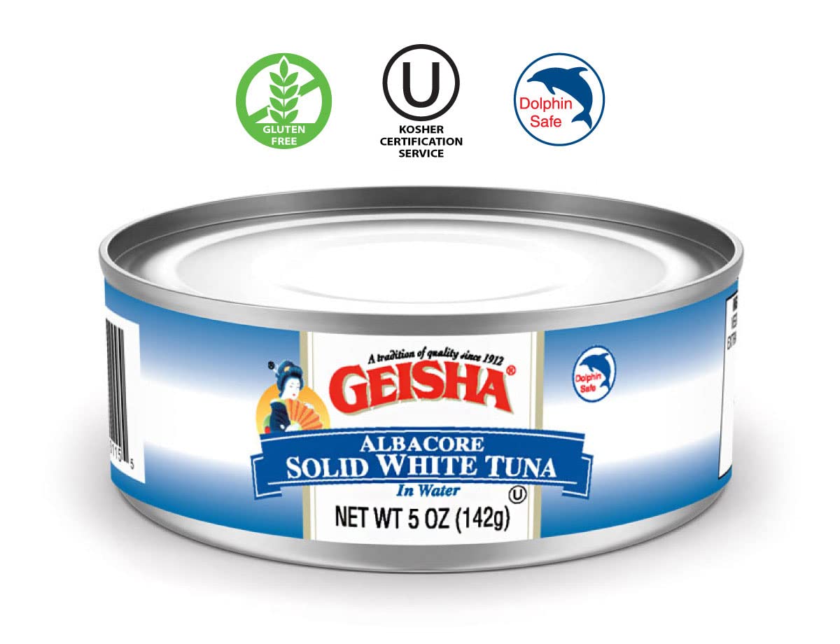 Premium GEISHA Solid White Albacore Tuna in Water - 5oz Cans (Pack of 24) | High Protein, Omega-3 Rich, Kosher Certified, Gluten Free, No Trans Fat & No Sugar Added | Perfect for Salads, Sandwiches, and Healthy Meal Prep