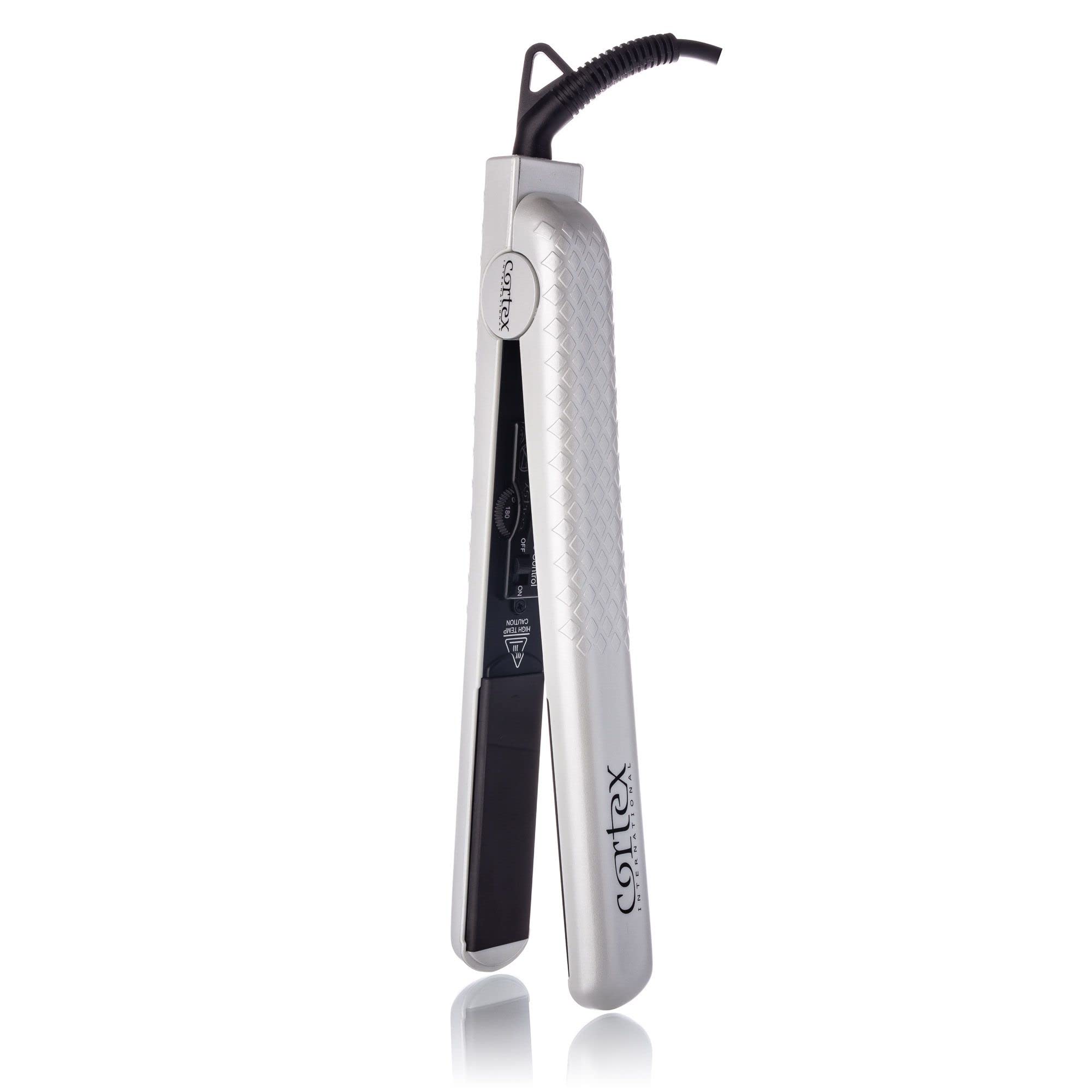 Professional Tourmaline Ceramic Hair Straightener Flat Iron 1.25 Inch - Black Series with Gemstone Infused Plates for Smooth & Shiny Hair | Perfect for Home Use, Salon Styling & Travel (White Floral Design)