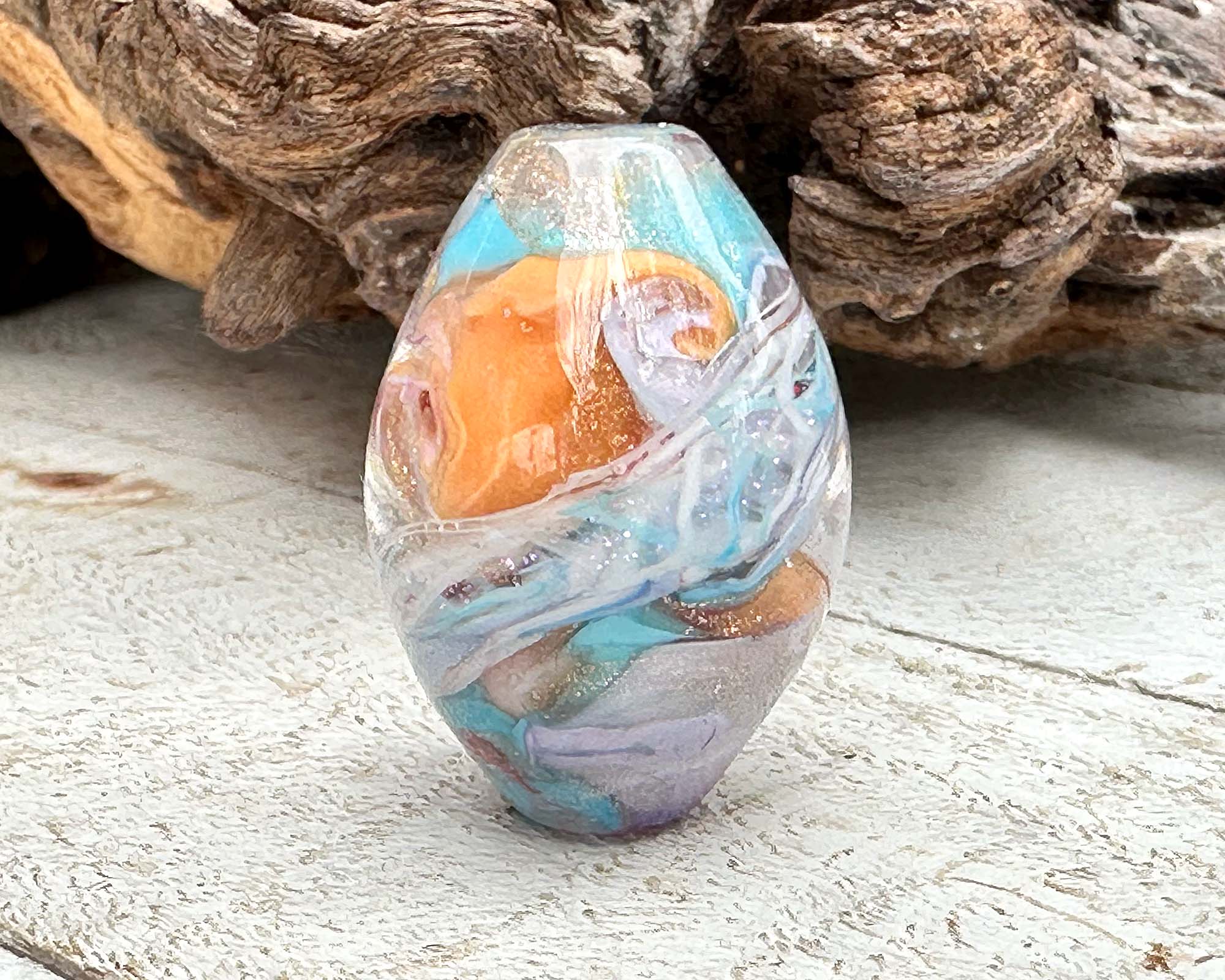 Handmade Summer Shimmer Lampwork Glass Focal Bead - SRA Certified Artisan Jewelry Bead for Necklaces, Bracelets & DIY Crafting - Perfect for Boho, Beach & Festival Jewelry Designs