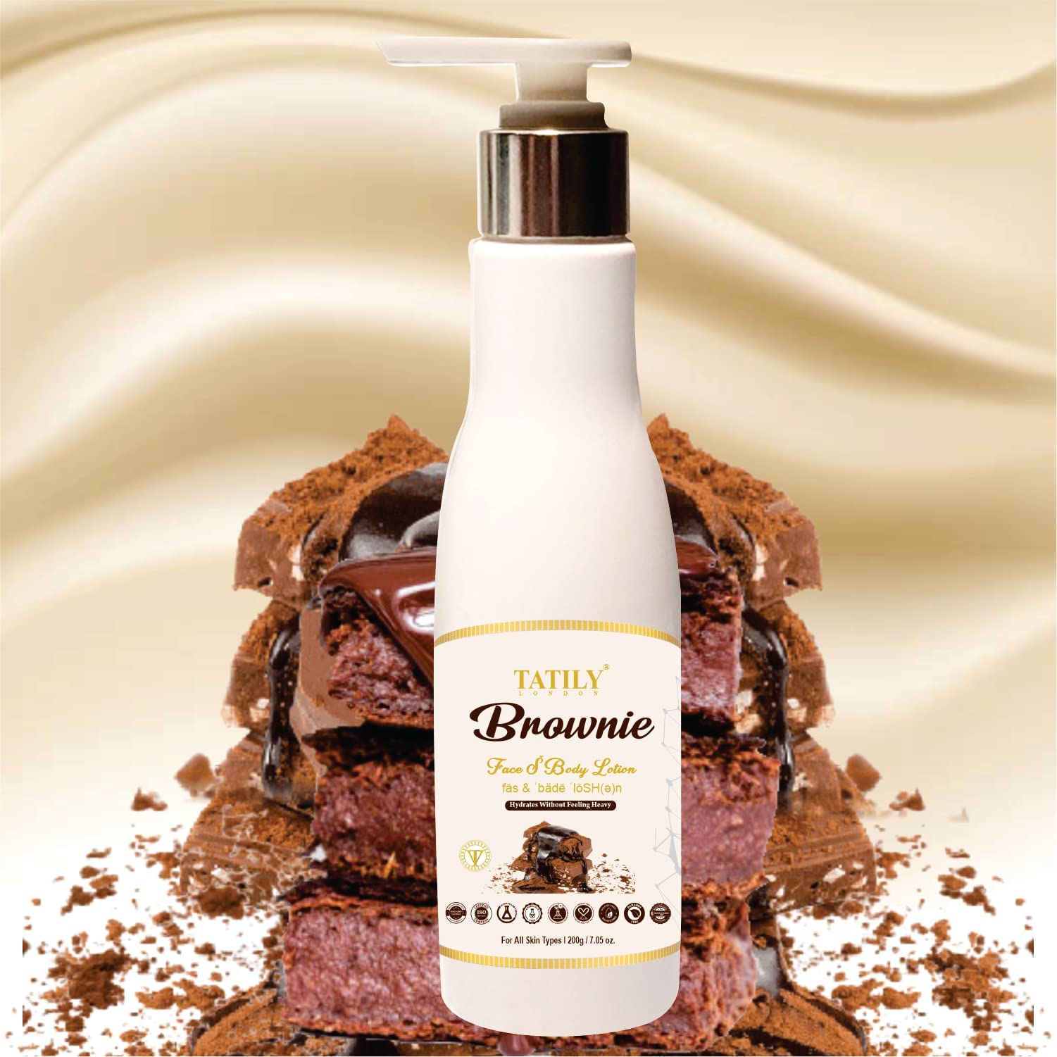 Tatily London Brownie Face & Body Lotion with Shea Butter - 24H Moisturizing Cream for All Skin Types | Skin Brightening & Nourishing | Perfect for Dry Skin Care & Daily Hydration - 200g