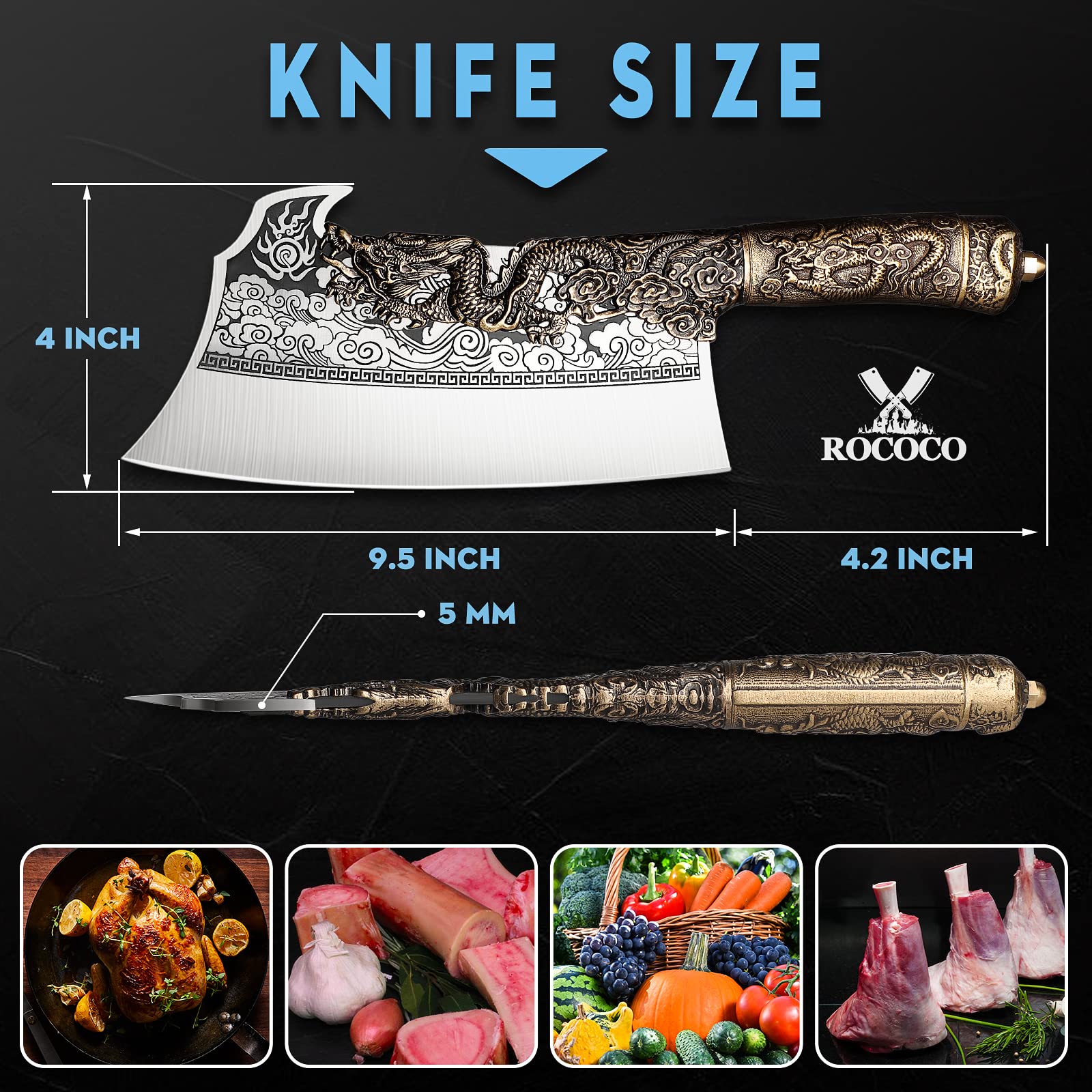 Premium Bone Cleaver & Serbian Chef Knife Set - Heavy Duty Hunting Knives for Men with Sheath - Perfect for BBQ, Camping, Outdoor Adventures & Viking Gifts