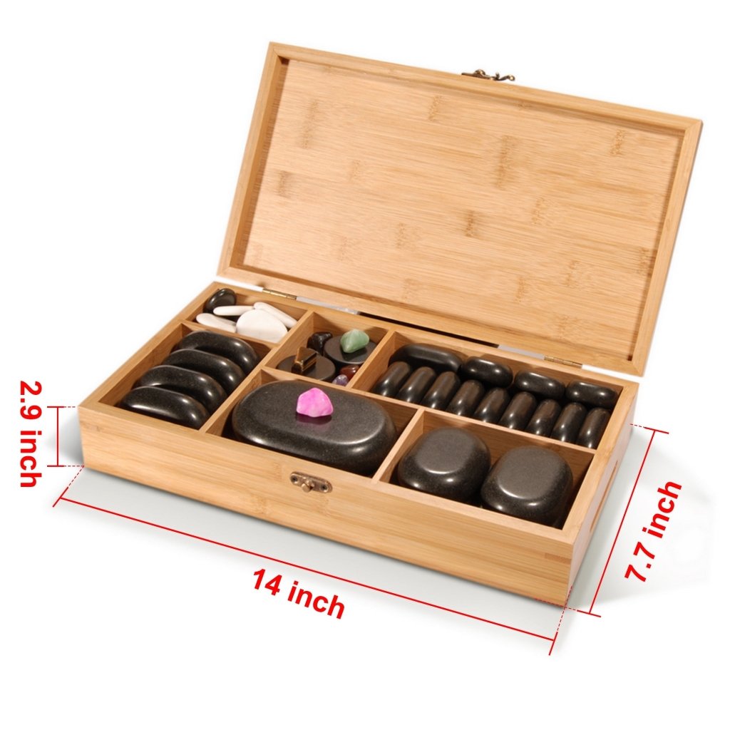 60-Piece Deluxe Hot Stone Massage Set with Basalt Volcanic Rocks, Marble Cold Stones & Chakra Tools | Professional-Grade Home Spa Kit for Relaxation, Pain Relief & Energy Balancing | Perfect for Self-Care, Couples Massage & Therapist Use