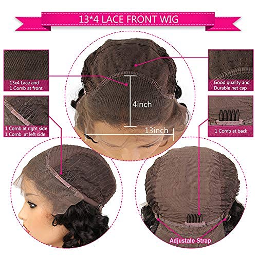 13x4 Brazilian Virgin Human Hair Lace Front Wig - Body Wave 18 Inch Glueless Pre Plucked with Baby Hair for Black Women | Natural Look for Daily Wear, Parties & Special Occasions