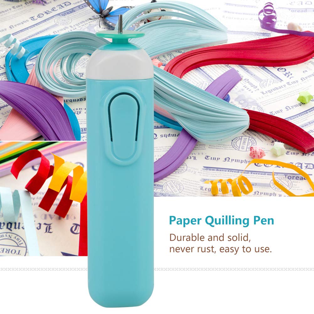Electric Quilling Pen Tool - Automatic Paper Curling Machine for DIY Crafts, Scrapbooking & Card Making - Blue Quilling Slotted Tool for Perfect Paper Strips & Volume Quilling Projects (Ideal for Beginners & Artists)