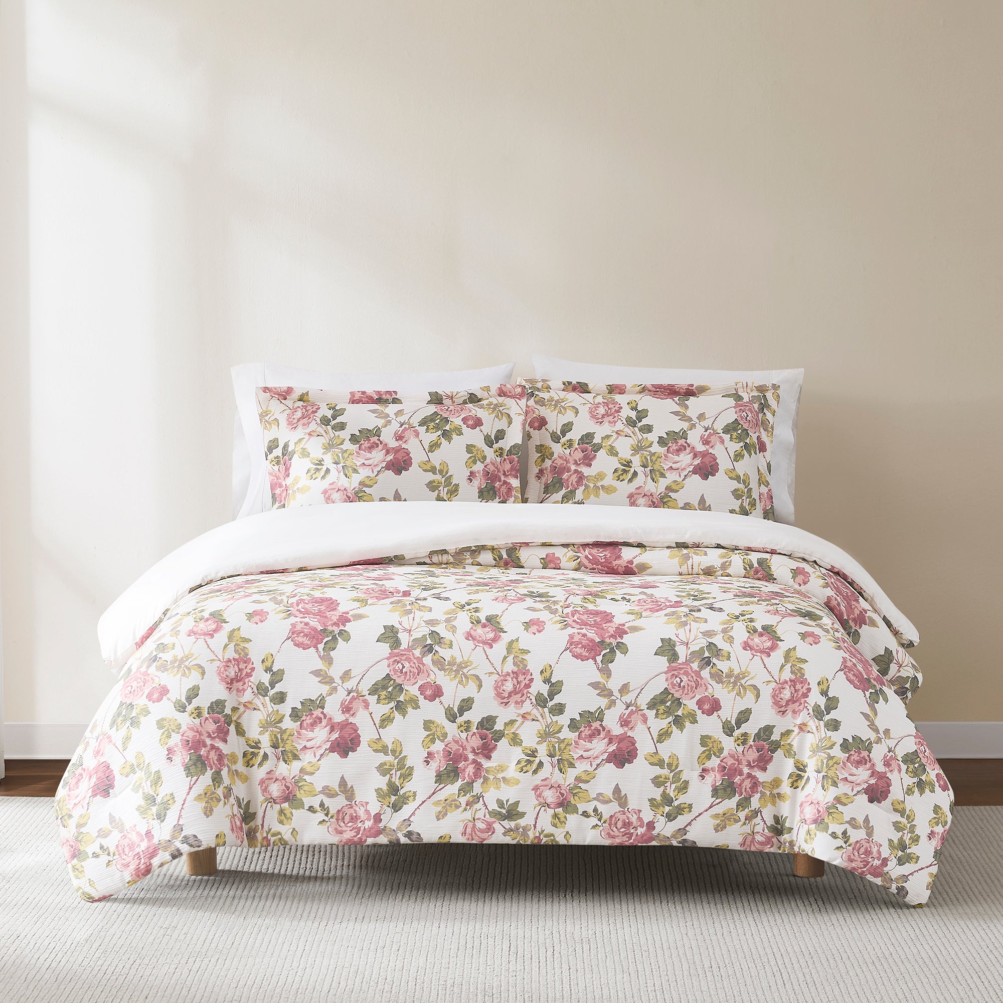 Vintage Rose Comforter Set - Queen Size Floral Bedding with Pillow Shams - Soft & Cozy Boho Chic Duvet Cover for Bedroom Decor - Perfect for Master Bedroom, Guest Room & Airbnb Styling