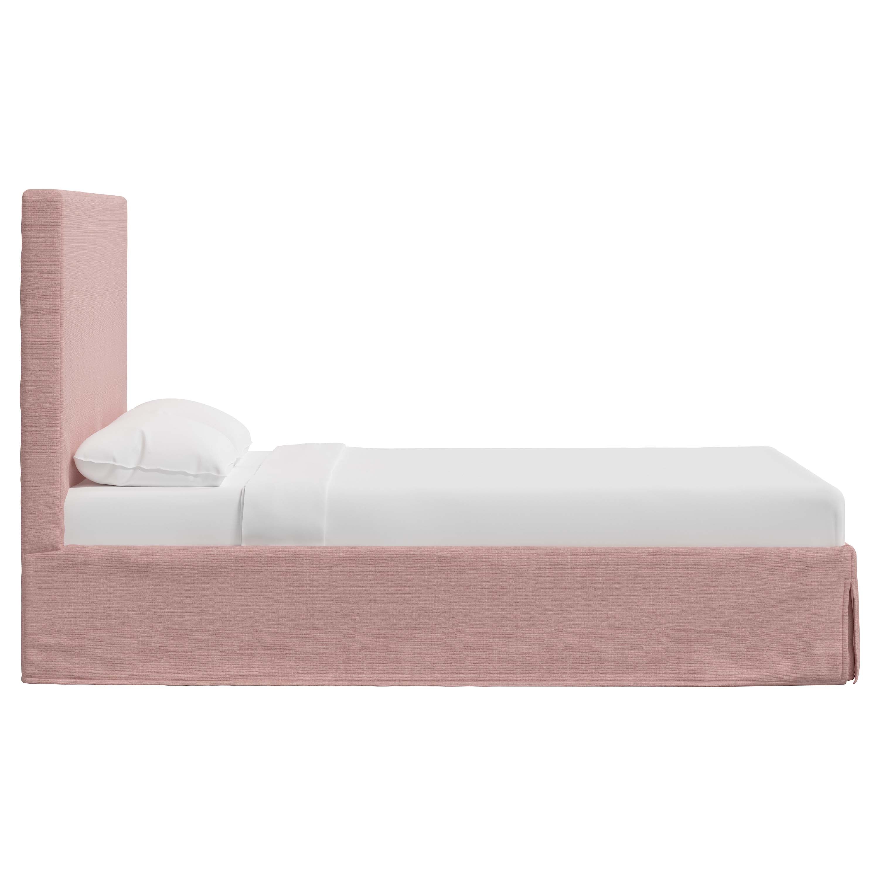 Violet Slipcovered Bed - Soft Washable Fabric Upholstered Queen Size Bed Frame with Headboard - Perfect for Modern Bedrooms, Guest Rooms & Cozy Home Decor