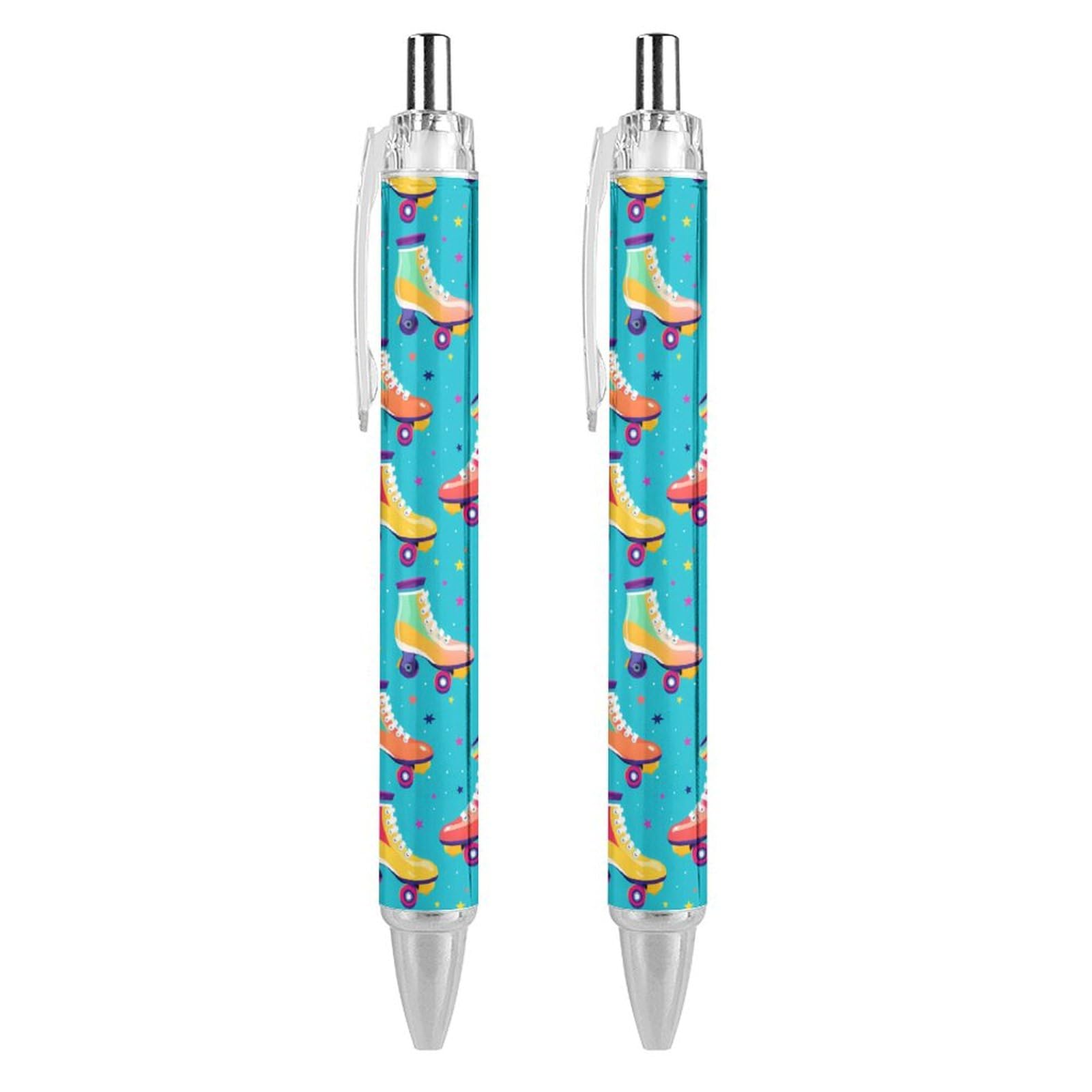 Colorful Roller Skates Design Retractable Ballpoint Pens - 0.5mm Fine Point, Smooth Writing, Round Barrel (1/2/4 Pack) - Perfect for Office, School, Journaling & Gift Giving