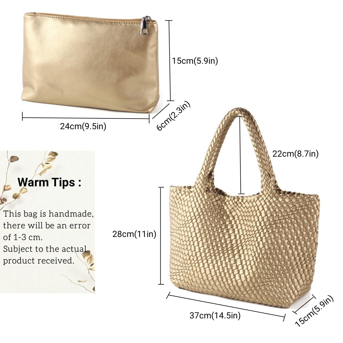 Eco-Friendly Vegan Leather Woven Tote Bag for Women - Large Handwoven Shoulder Purse & Shopper Bag - Perfect for Work, Travel, and Daily Use