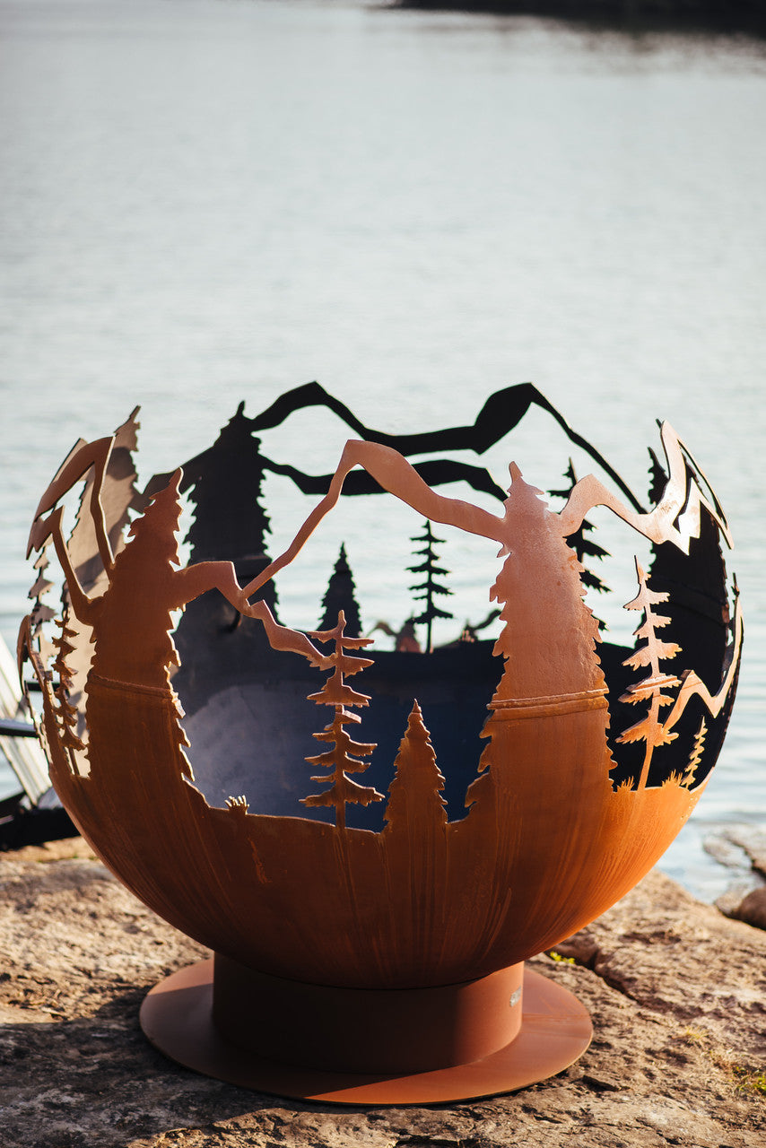 Mountain Vista Fire Pit - Outdoor Steel Fire Pit Bowl for Backyard, Patio, Camping - Rust-Resistant & Durable Design for Bonfires, S'mores, and Cozy Evenings