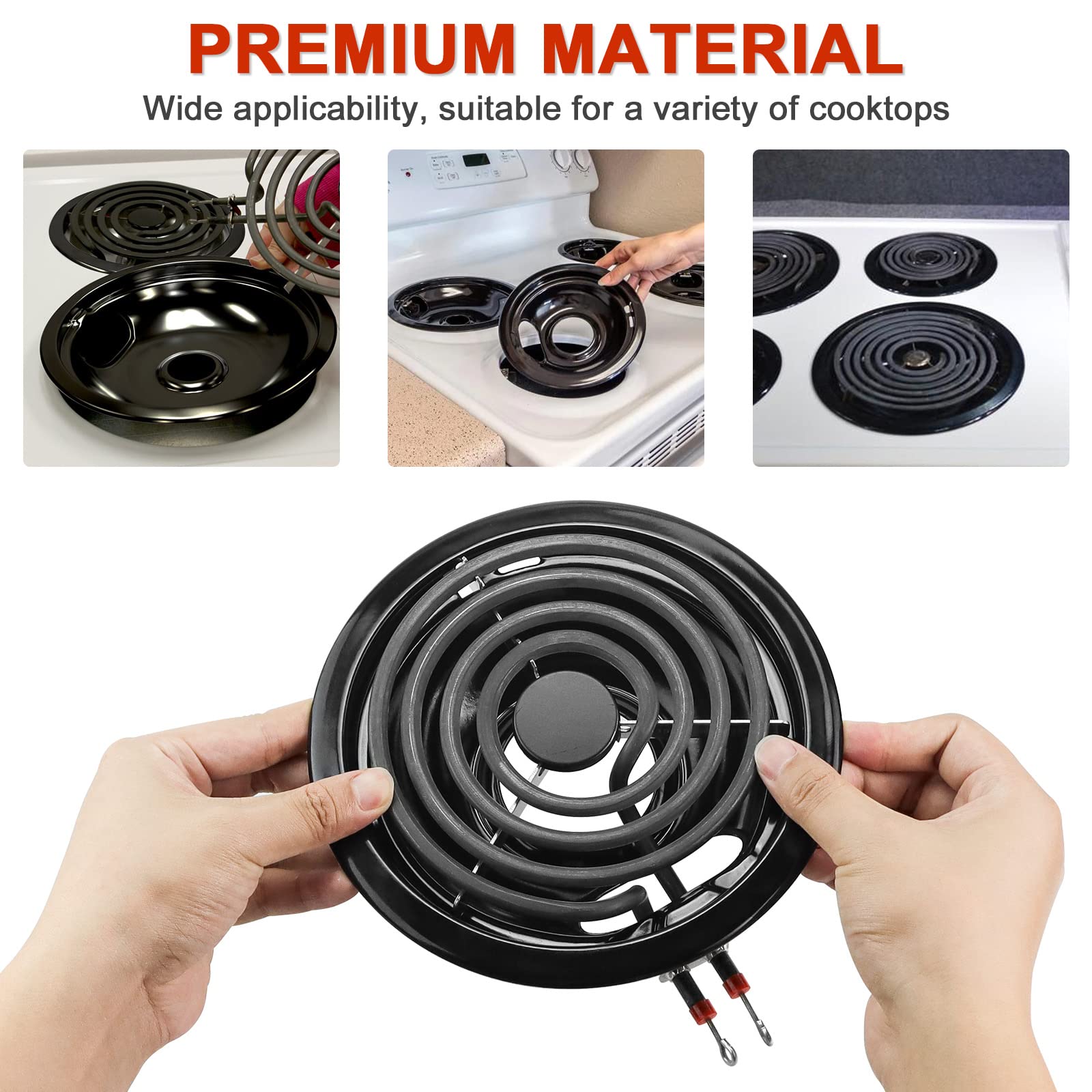 AMI PARTS Porcelain Burner Drip Pan & MP22YA Electric Range Burner Element Replacement Set - Compatible with Whirlpool Electric Stoves | Perfect for Kitchen Repairs & Stove Maintenance