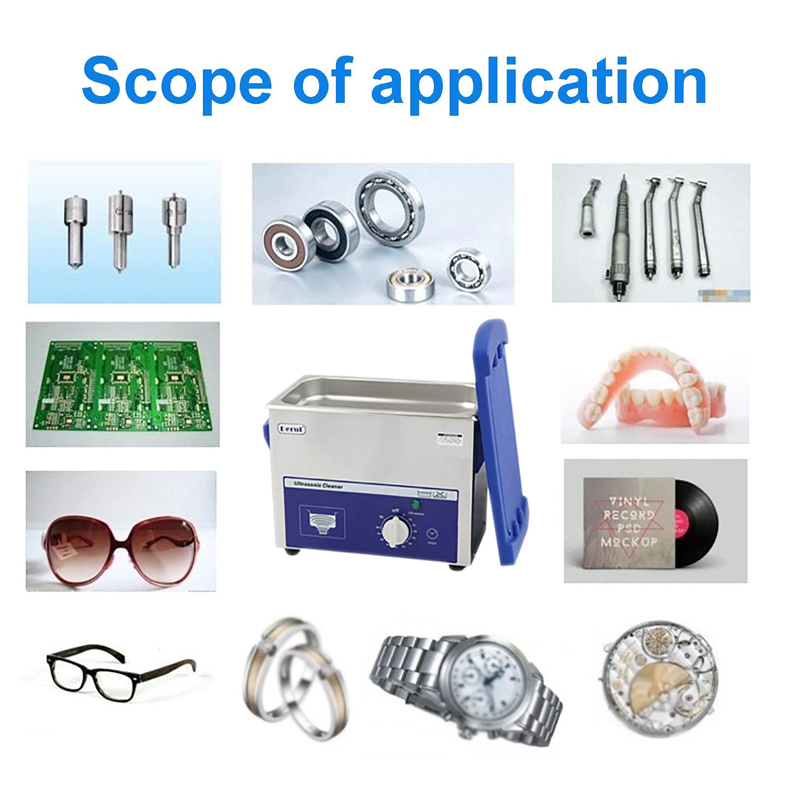 3L Ultrasonic Cleaner with Stainless Steel Tank, 40KHz for Jewelry, Watches, Dentures, Glasses & Metal Parts - Adjustable Knob Timer for Home & Professional Use