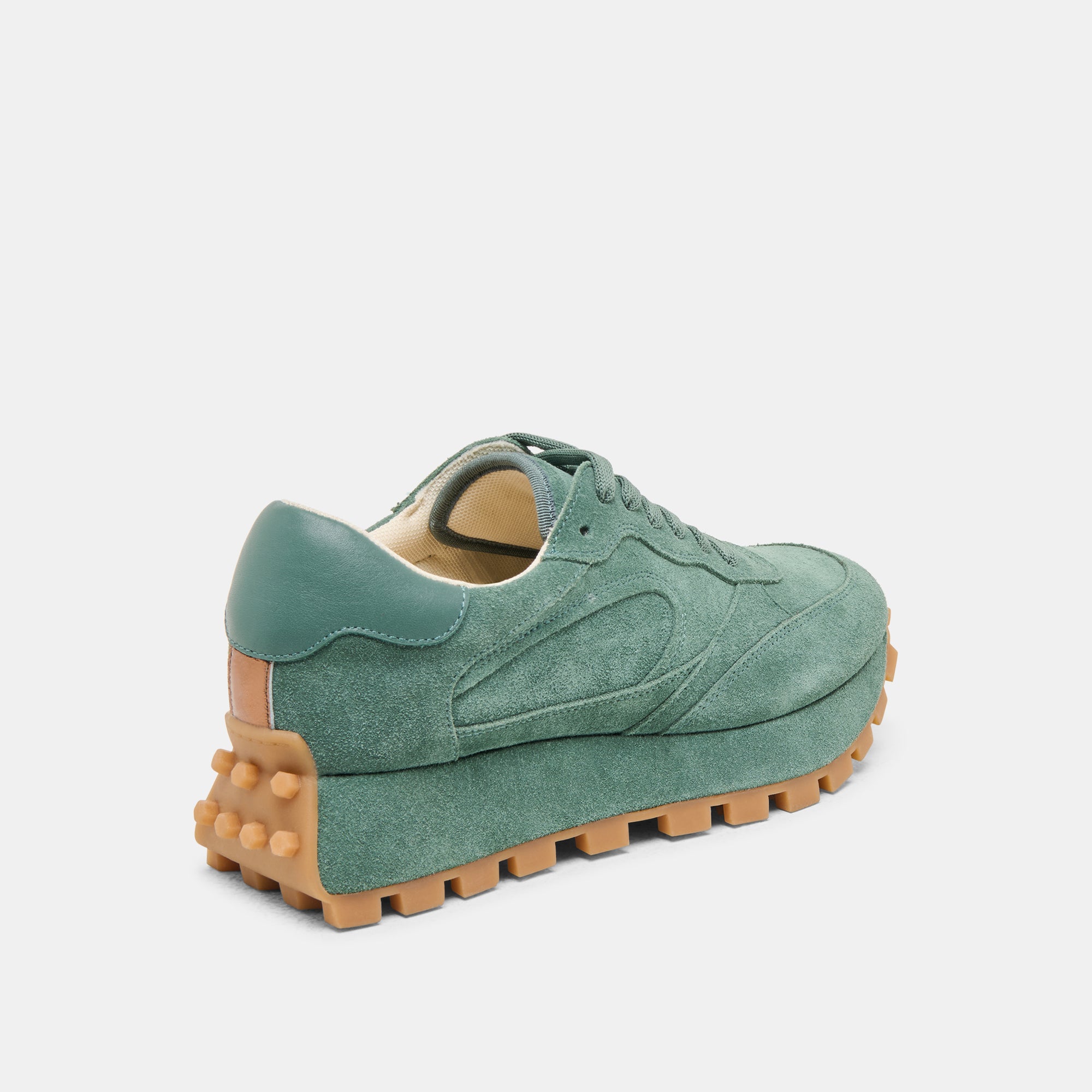 TRICIA Women's DK Green Suede Sneakers - Comfortable Casual Shoes for Walking, Running & Everyday Wear