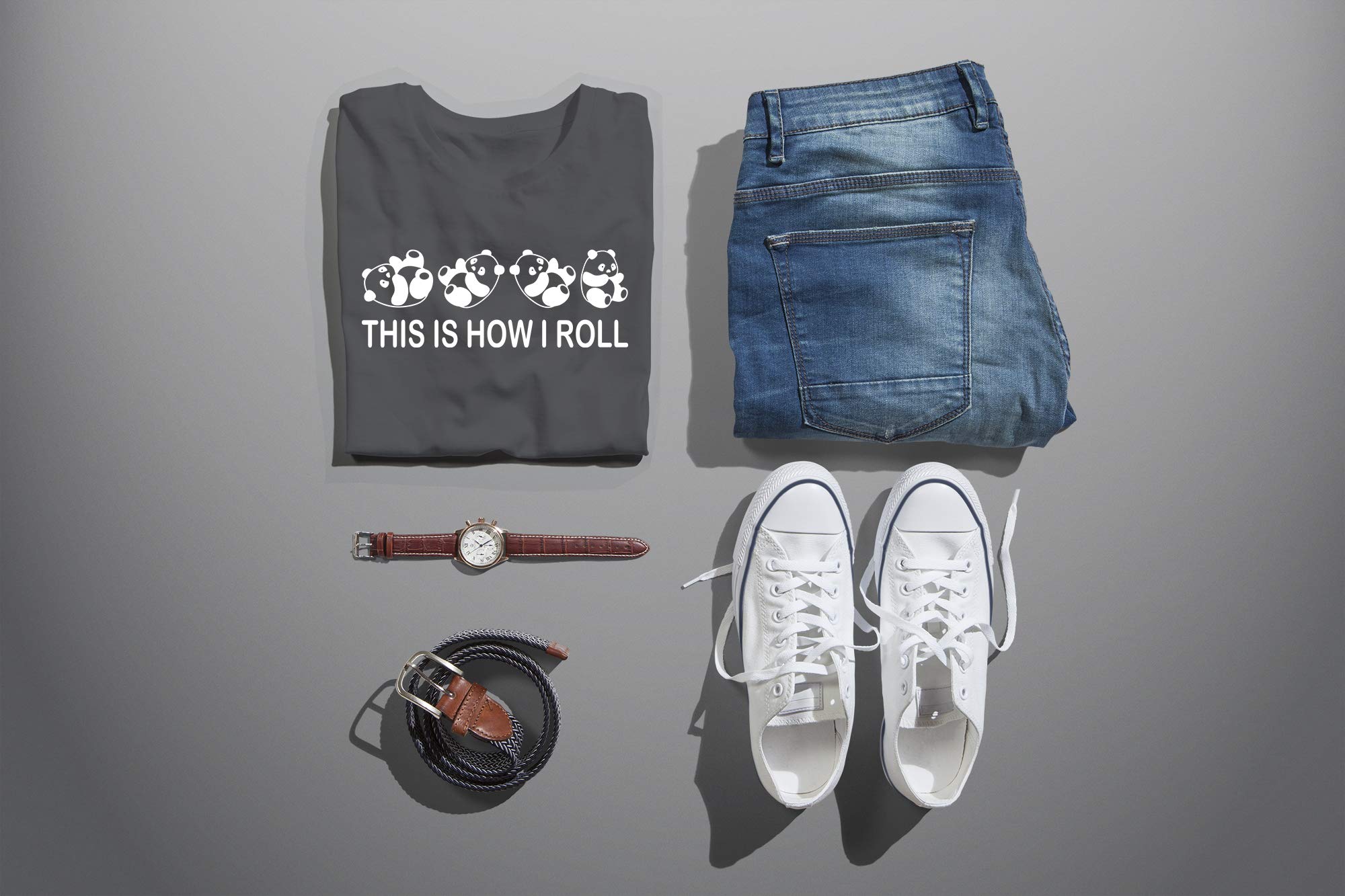 Funny Sarcastic 'This Is How I Roll' Panda T-Shirt for Men | Cute Animal Graphic Tee with Attitude | Perfect for Casual Wear, Gifts & Panda Lovers
