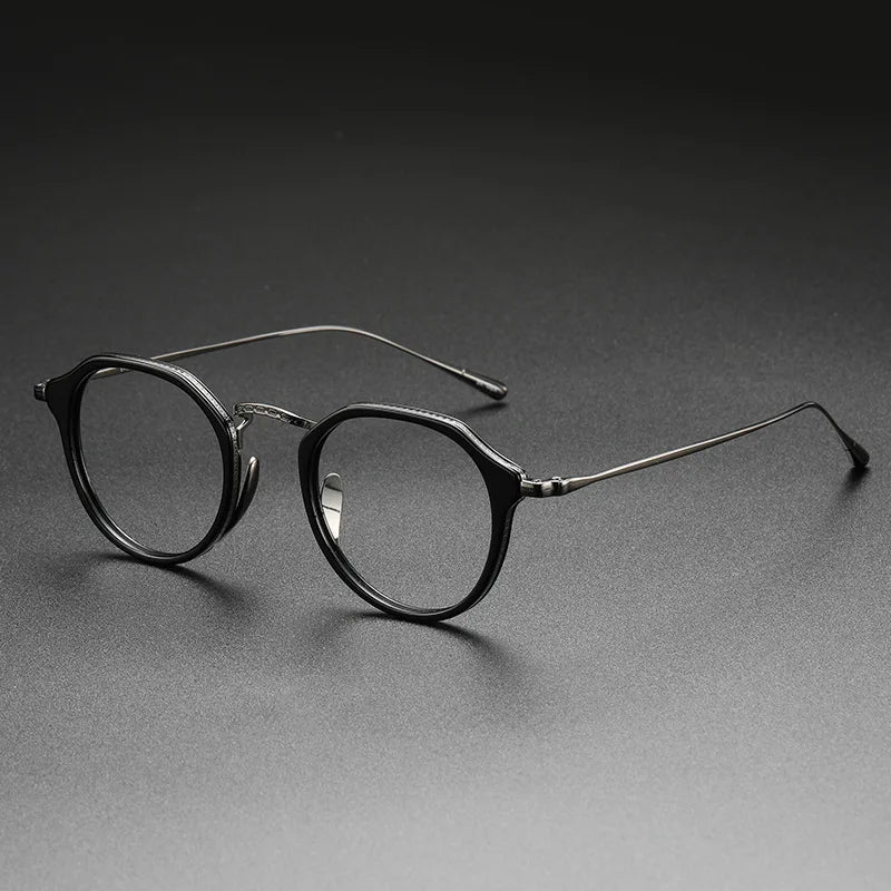 Stylish Unisex Oval Titanium Acetate Eyeglasses Frame 13113 - Lightweight Durable Glasses for Work, Reading & Fashion