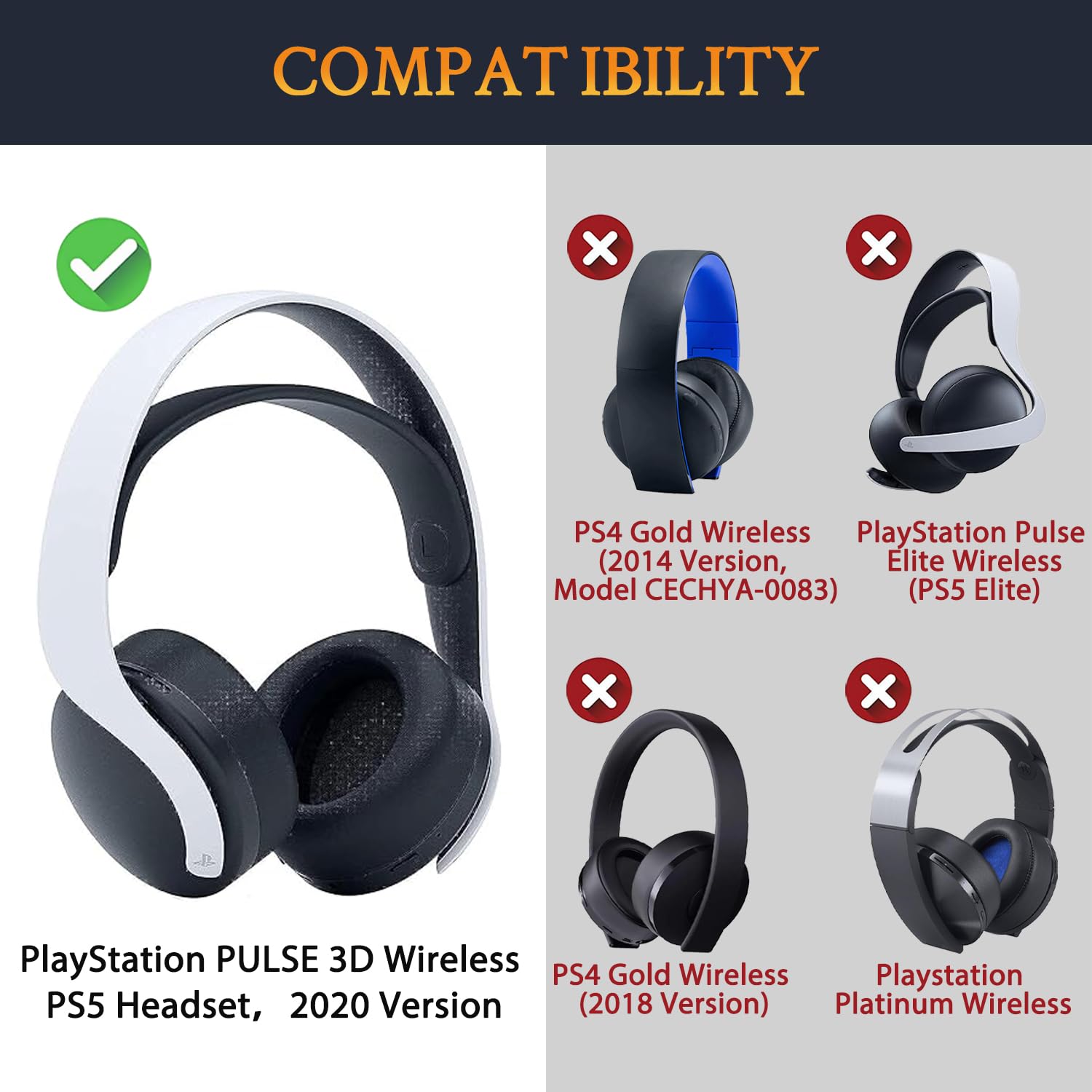 SOULWIT Replacement Protein Leather Earpads for Sony PlayStation 5 Pulse 3D Wireless Headset - Soft Noise Isolation Foam Cushions (Snow Leopard) - Perfect for Gaming, Music & Long Wear Comfort