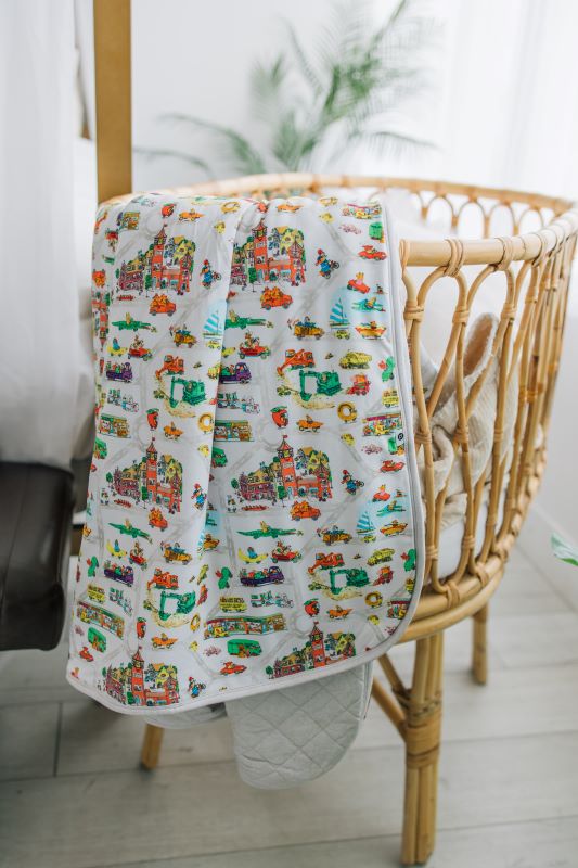 Richard Scarry's Busy Town Map Quilted Oversized Blanket - Soft Kids Bedding, Playroom Decor & Cozy Reading Companion for Children's Rooms and Nursery