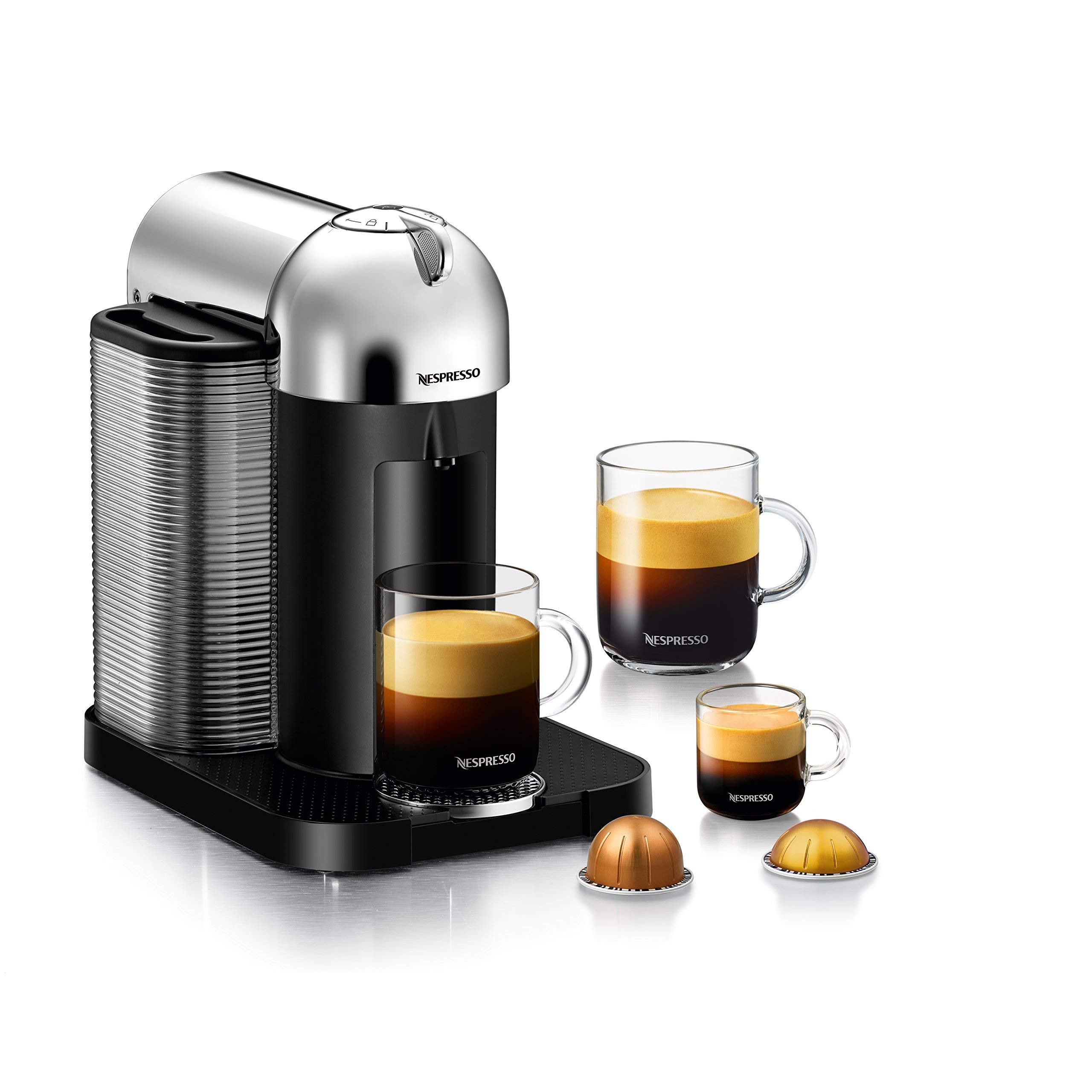 Breville Nespresso Vertuo Coffee & Espresso Machine - Chrome (Renewed) | Single-Serve Pod Brewer for Home & Office | Perfect for Espresso, Coffee & Latte Lovers