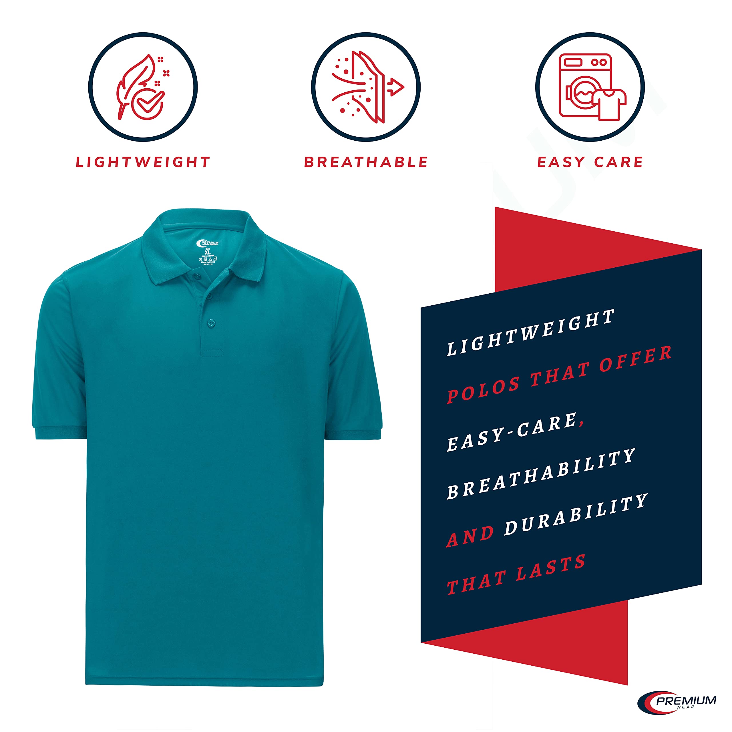 Premium Moisture-Wicking Men's Polo Shirt - Breathable & Quick-Dry Performance Tee for Golf, Work & Outdoor Activities