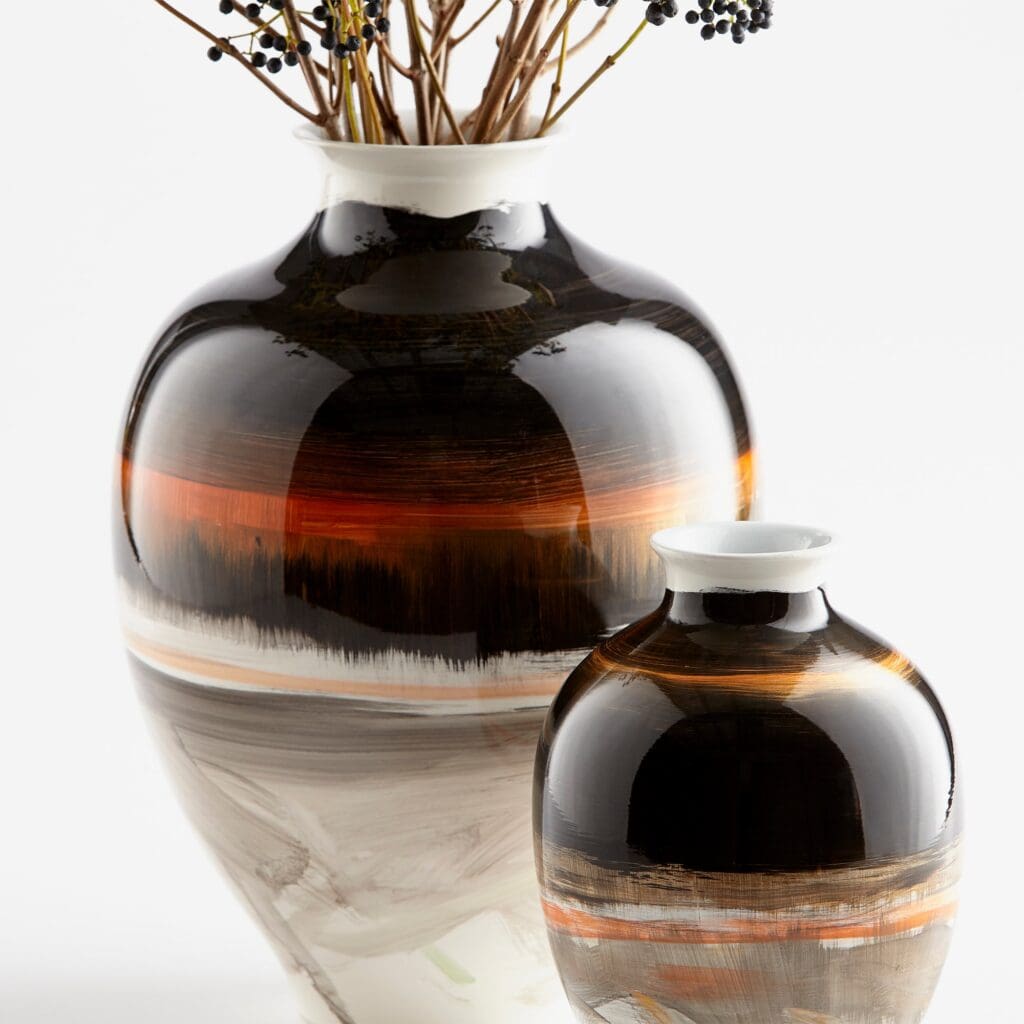 Cyan Design 09881 Indian Paint Brush Vase #2 - Elegant Black, White & Gold Ceramic Vase for Home Decor, Wedding Centerpiece, or Office Tabletop Display