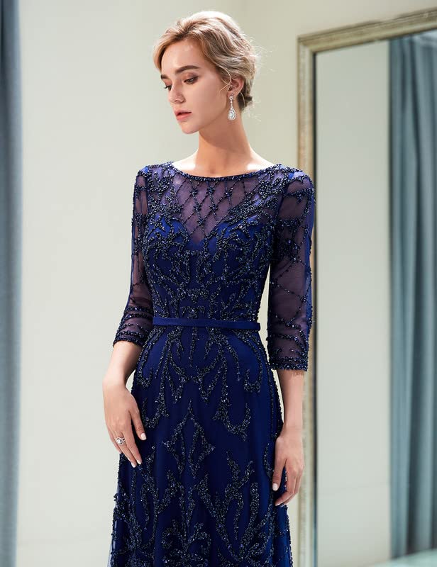 Elegant Sarahrbidal Women's Long Sleeve Prom Dress 2022 - Beaded Sequin Tulle Formal Evening Gown | Perfect for Homecoming, Wedding Guest & Black Tie Events