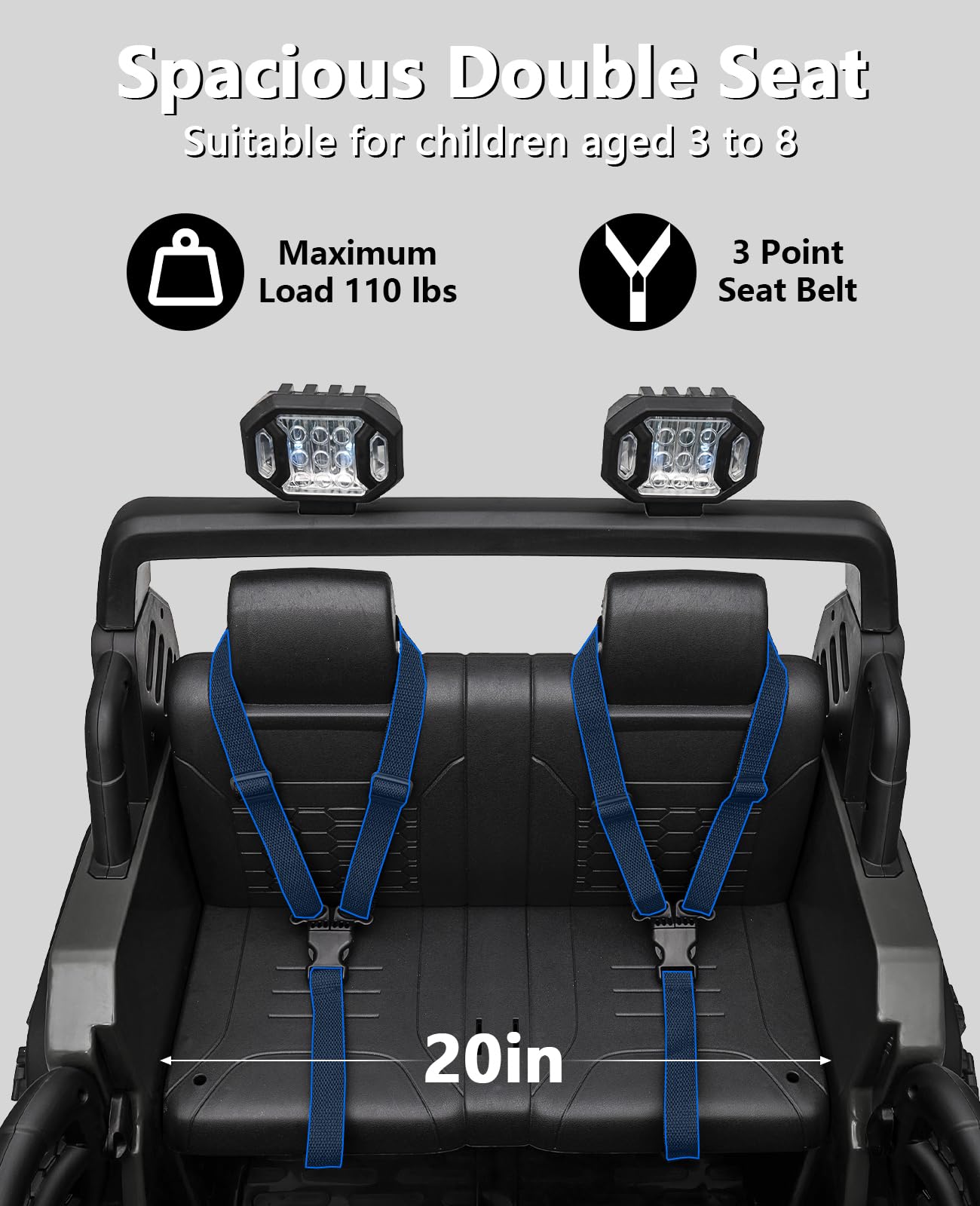 GARVEE 24V Kids Electric Ride On Car - 2 Seater XL Power Wheels for Boys & Girls Ages 3+ | 20