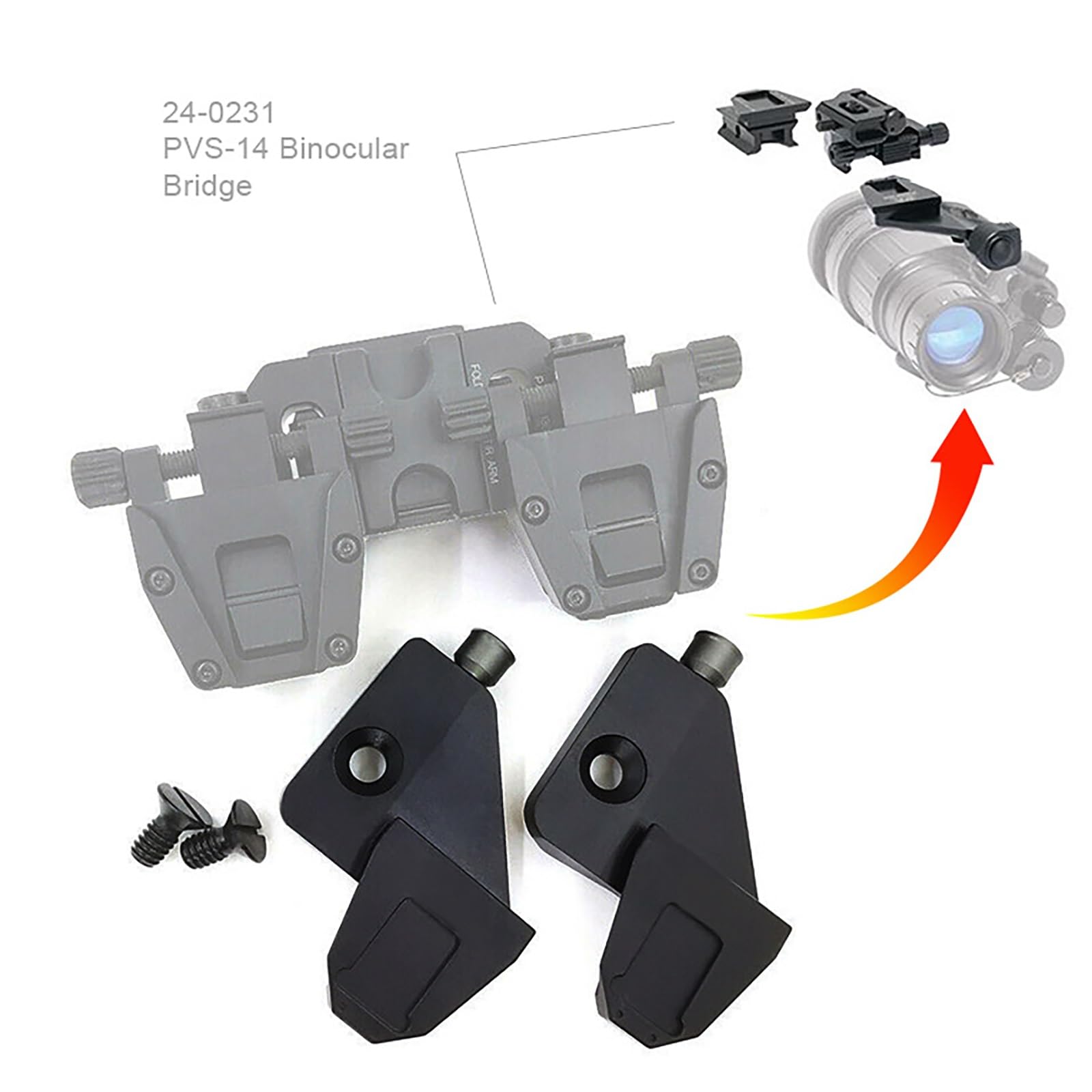 PVS-14 Lightweight Dual Tube Night Vision Mounting System - AN/PVS-14LW Aluminum Alloy Adapter for Military, Hunting & Tactical Operations | Compatible with PVS-14 Night Vision Goggles & Binoculars | Durable Anodized Construction for Outdoor Use
