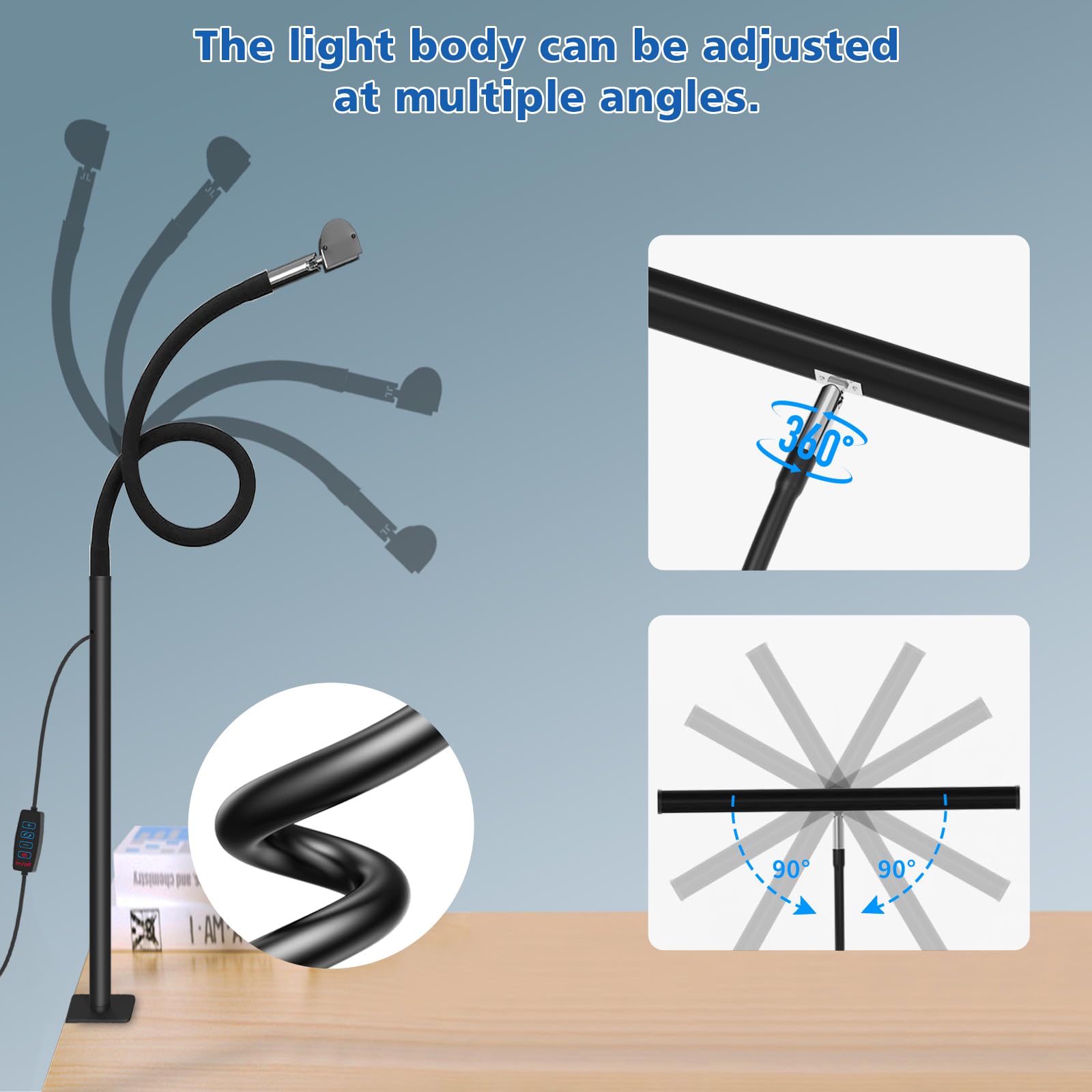 LED Desk Lamp with Clamp - Adjustable Gooseneck Eye-Caring Light for Home Office, 3 Modes & 10 Brightness Levels - Perfect for Studying, Reading, and Working