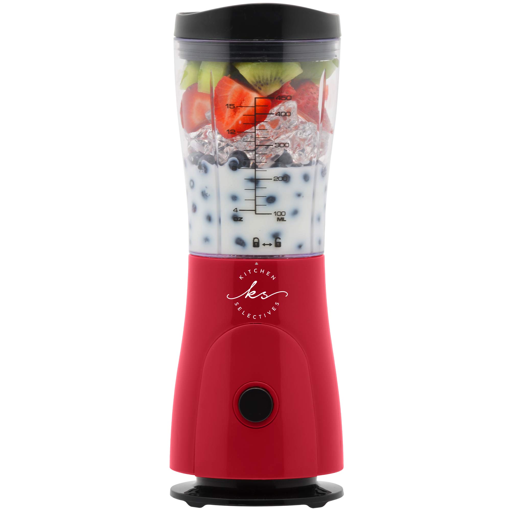 Red 14-Ounce Mini Blender - Portable Personal Smoothie Maker for Shakes, Baby Food & Protein Drinks - Perfect for Home, Office & Travel