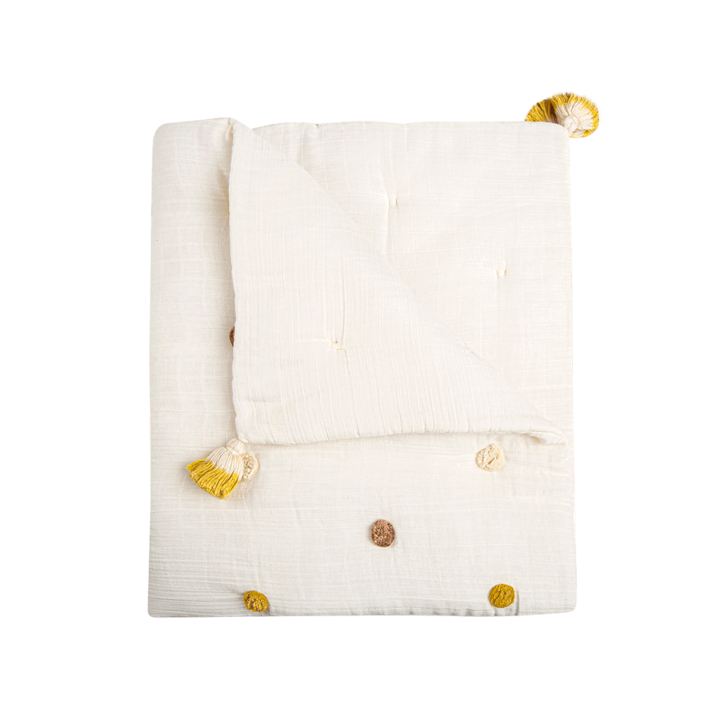 Cozy Crane Kendi Pom Pom Blanket - Soft & Warm Knitted Throw for Couch, Bed, and Home Decor - Perfect for Gifts, Winter Snuggling, and Nursery Accents