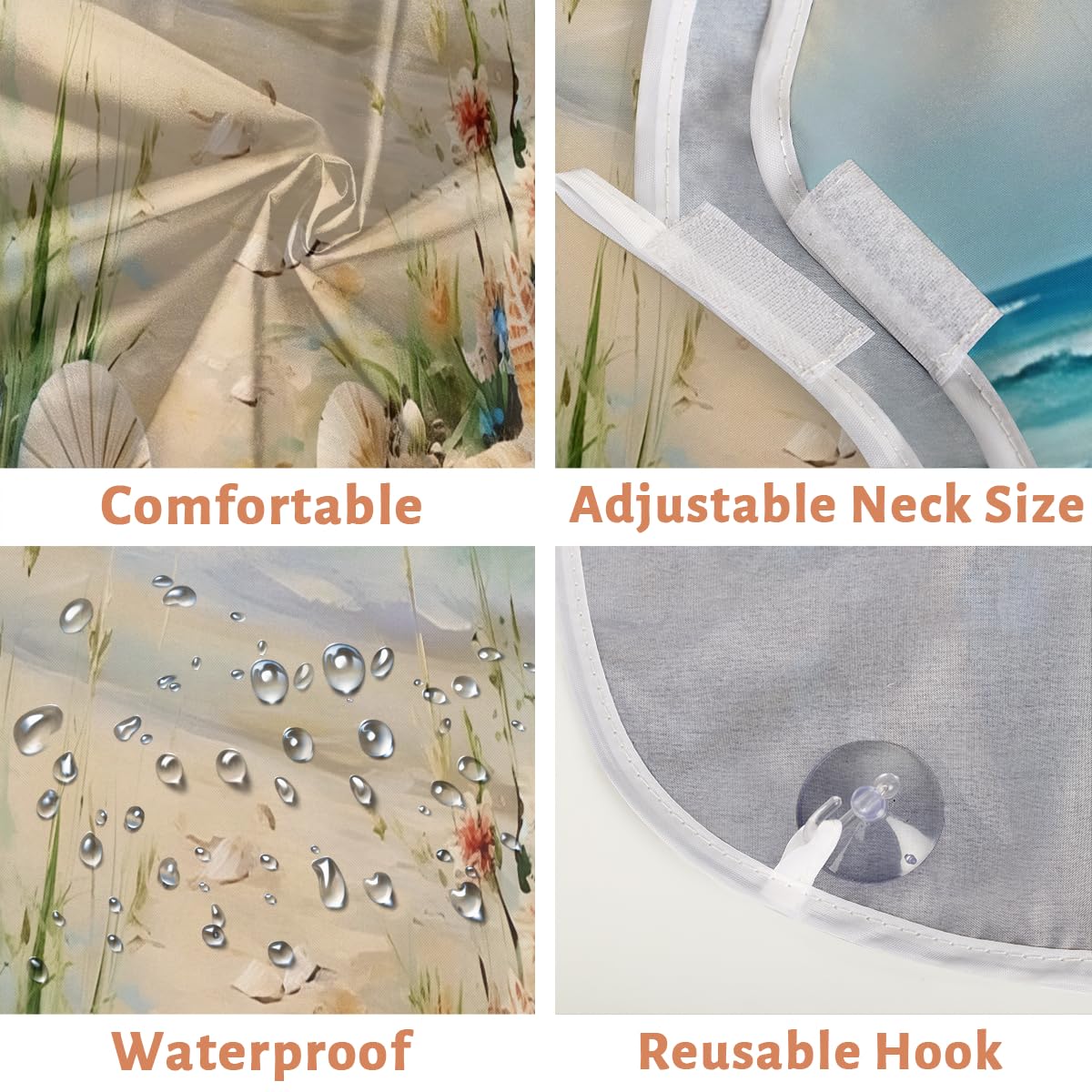 Starfish Beach Print Beard Shaving Bib for Men - Waterproof Makeup & Hair Dye Apron, Barber Cape for Haircut, Beard Trimming & Styling - Perfect Sink Hair Catcher & Grooming Accessory for Home Salon & Professional Use