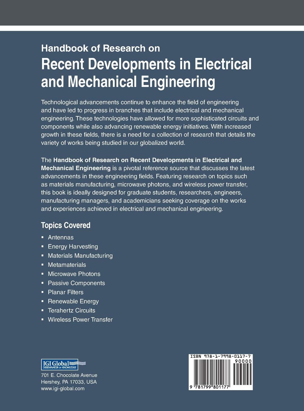 Handbook of Research on Recent Developments in Electrical and Mechanical Engineering - Advances in Computer and Electrical Engineering | Academic Reference for Engineers & Researchers