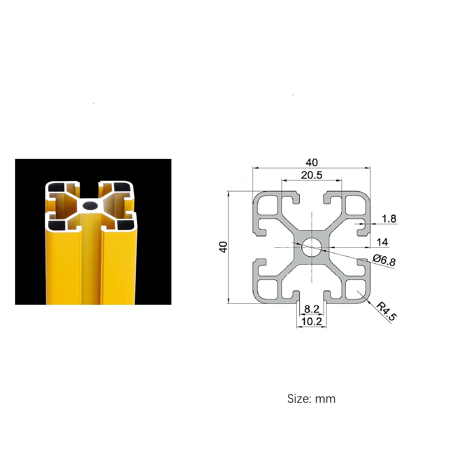 4040 T-Slot Aluminum Extrusion Profile - European Standard Anodized Yellow Linear Rail Guide (2Pcs, 66.14 inch/1680mm) for 3D Printer, CNC Machine & DIY Projects | Perfect for Building Frames, Enclosures & Motion Systems