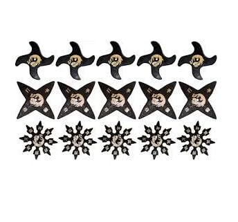 Ninja Soft Safely Foam 4-Point Black Rubber Wave Stars Set of 15 - Non-Slip Grip for Yoga, Exercise & Home Decor - Perfect for Fitness, Meditation and Wall Art Decoration