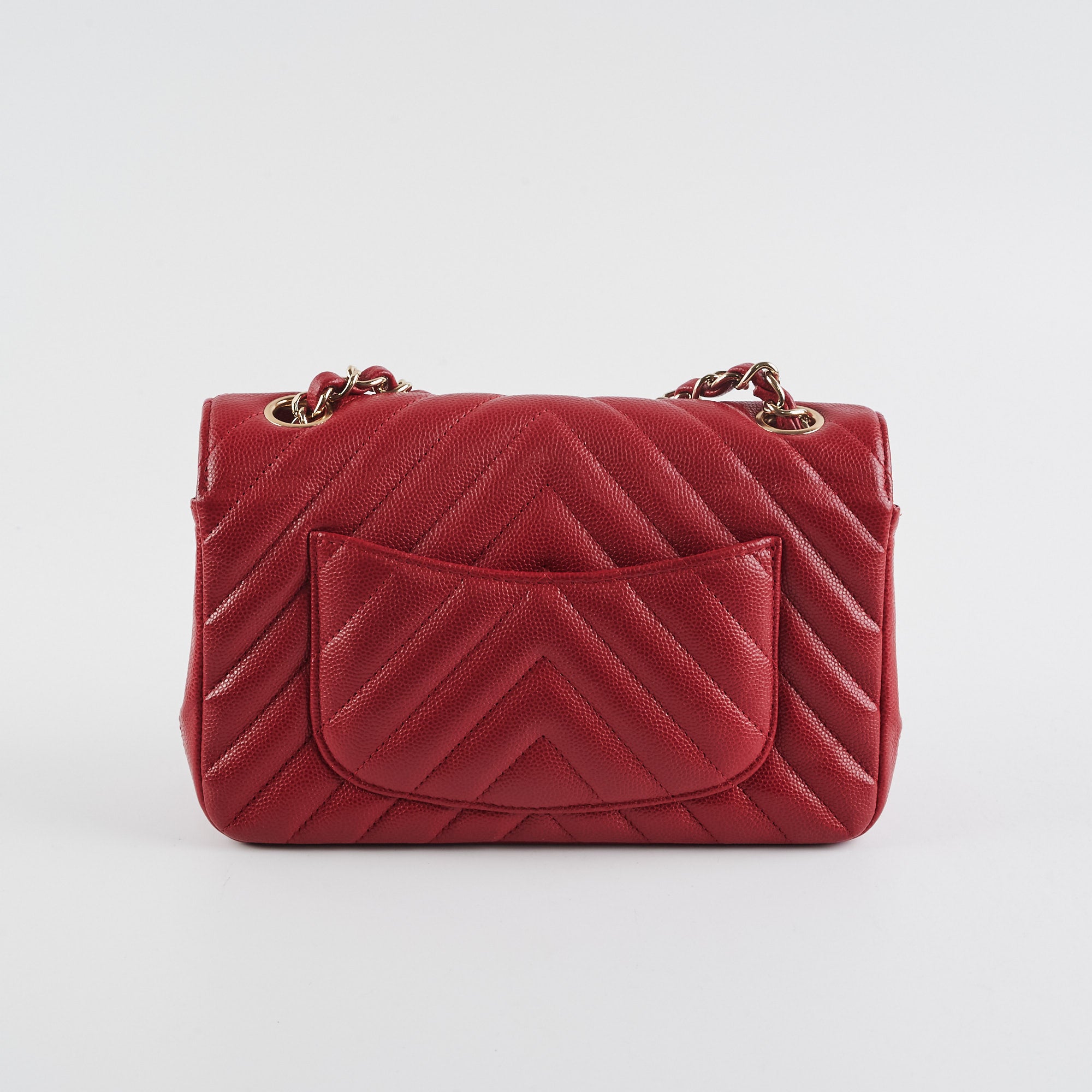 Chanel 18B Chevron Rectangular Mini Bag in Red - Luxury Crossbody Purse for Women, Perfect for Parties & Evening Events
