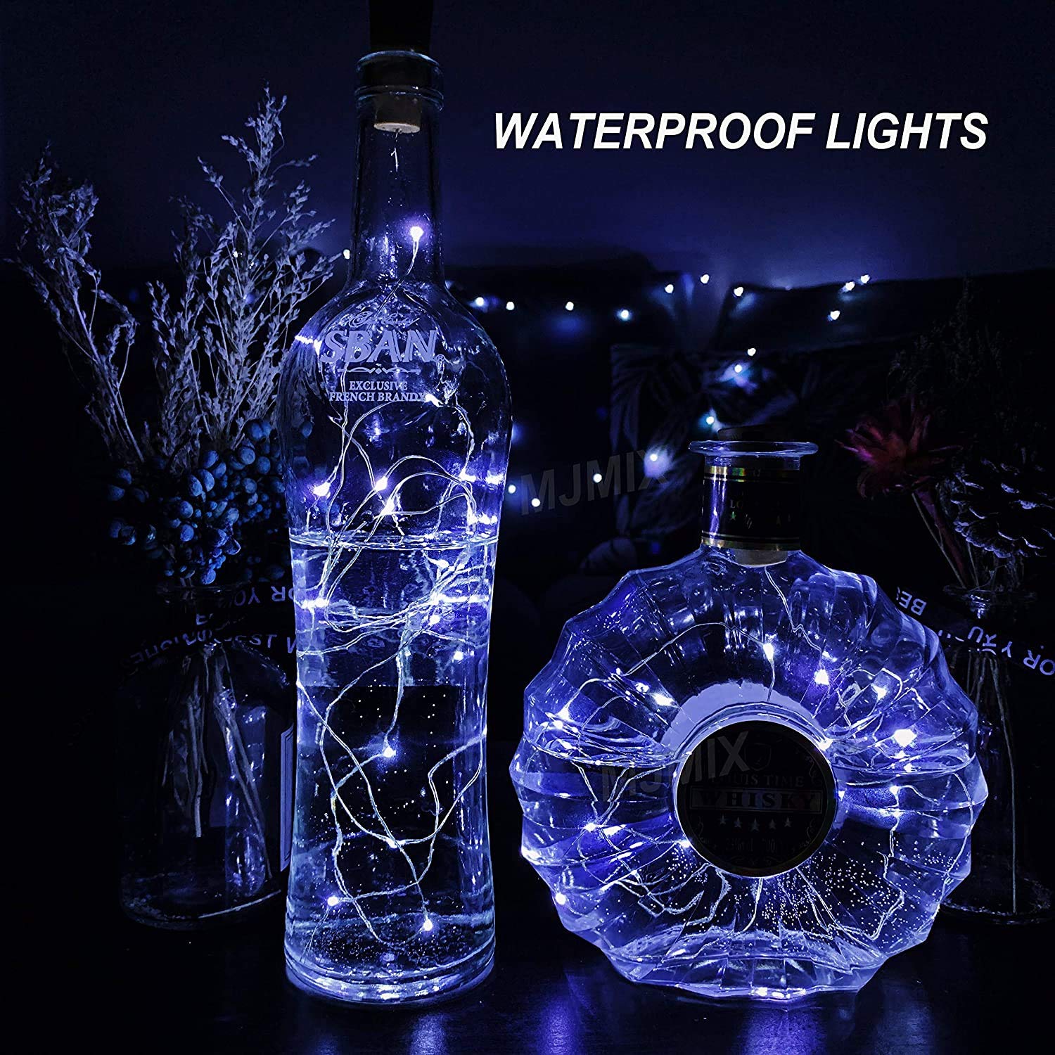 Unihoh 12 Pack Wine Bottle Fairy Lights with Cork - 2M 20 LEDs Battery Operated Copper Wire String Lights for DIY Party, Christmas, Wedding Decorations | Indoor & Outdoor Use - Cool White | Perfect for Holiday Centerpieces, Table Settings, and Romantic Ambiance