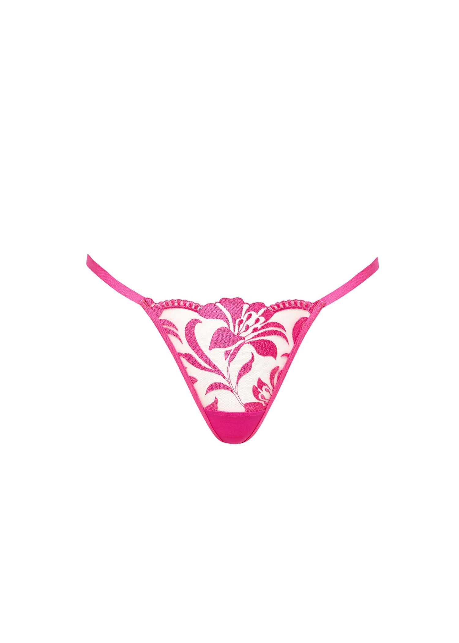 Leonora Thong Underwear - Fuchsia Pink Sheer Lingerie for Women | Comfortable & Sexy Panties for Date Night, Bridal, Special Occasions