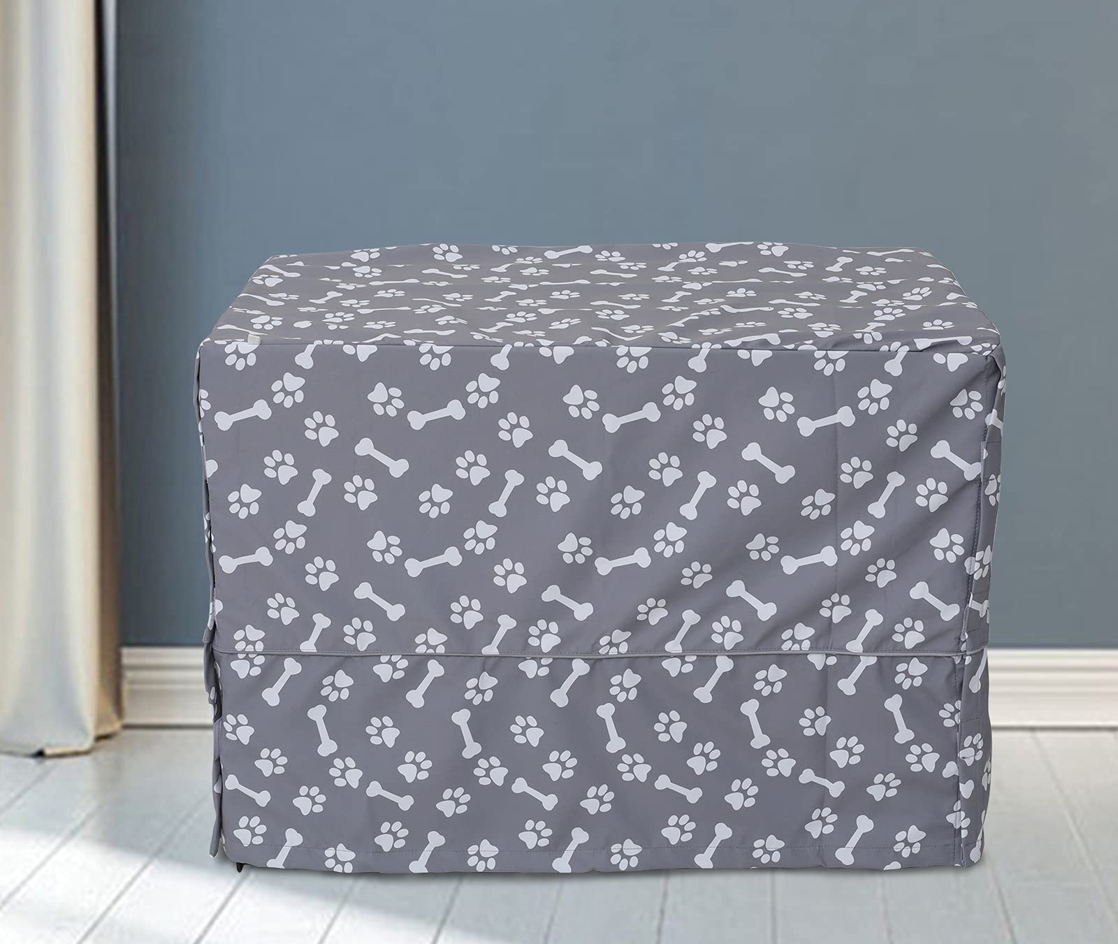 Dog Crate Cover for Wire Crates - Fits Most 24 Inch Dog Kennels | Easy On/Off Adjustable Pet Crate Cover (Sky Gray) | Perfect for Home, Travel & Vet Visits
