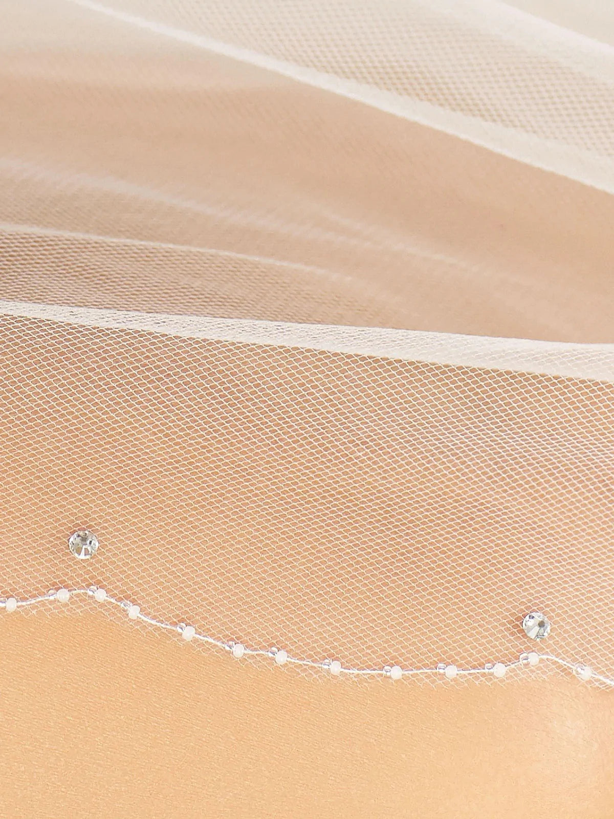 Elegant Cathedral Length Wedding Veil with Glass Bead Edge - Two Tier Bridal Veil S203 for Romantic Church & Outdoor Ceremonies