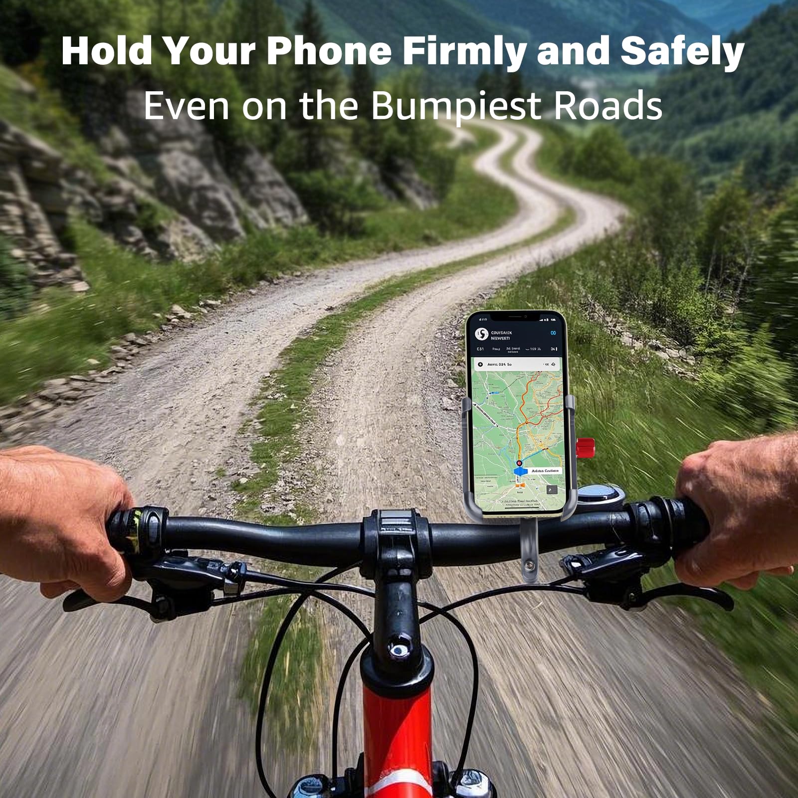 Premium Aluminum Bike Phone Mount - Universal Motorcycle & Bicycle Handlebar Phone Holder for iPhone 16 Pro Max/15/14/13/12 Mini & Samsung Galaxy - Perfect for Cycling, Commuting & Outdoor Adventures