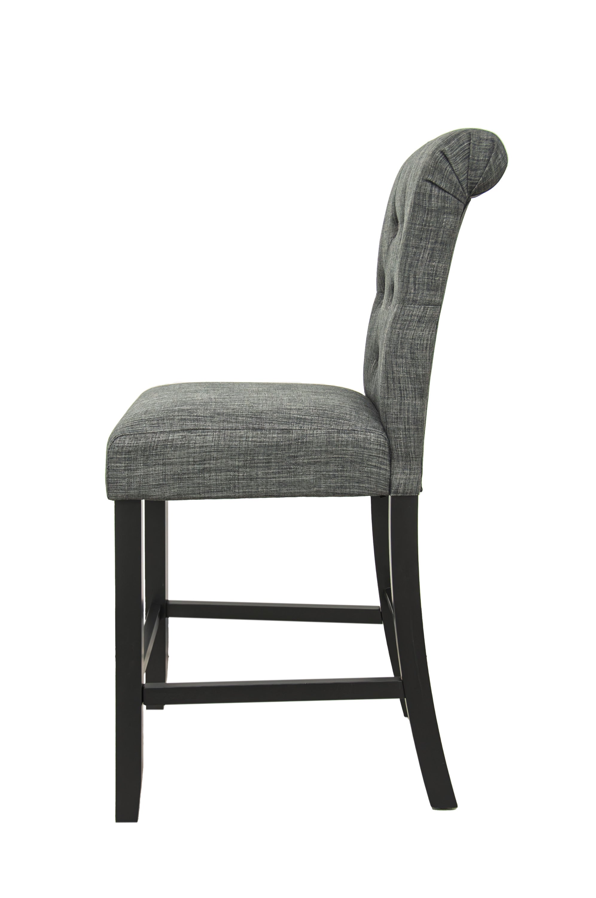 Set of 2 Charcoal Fabric Counter Height Dining Chairs with Plush Cushion & Tufted Back - Modern Kitchen Bar Stools for Breakfast Nook, Dining Room, and Small Space