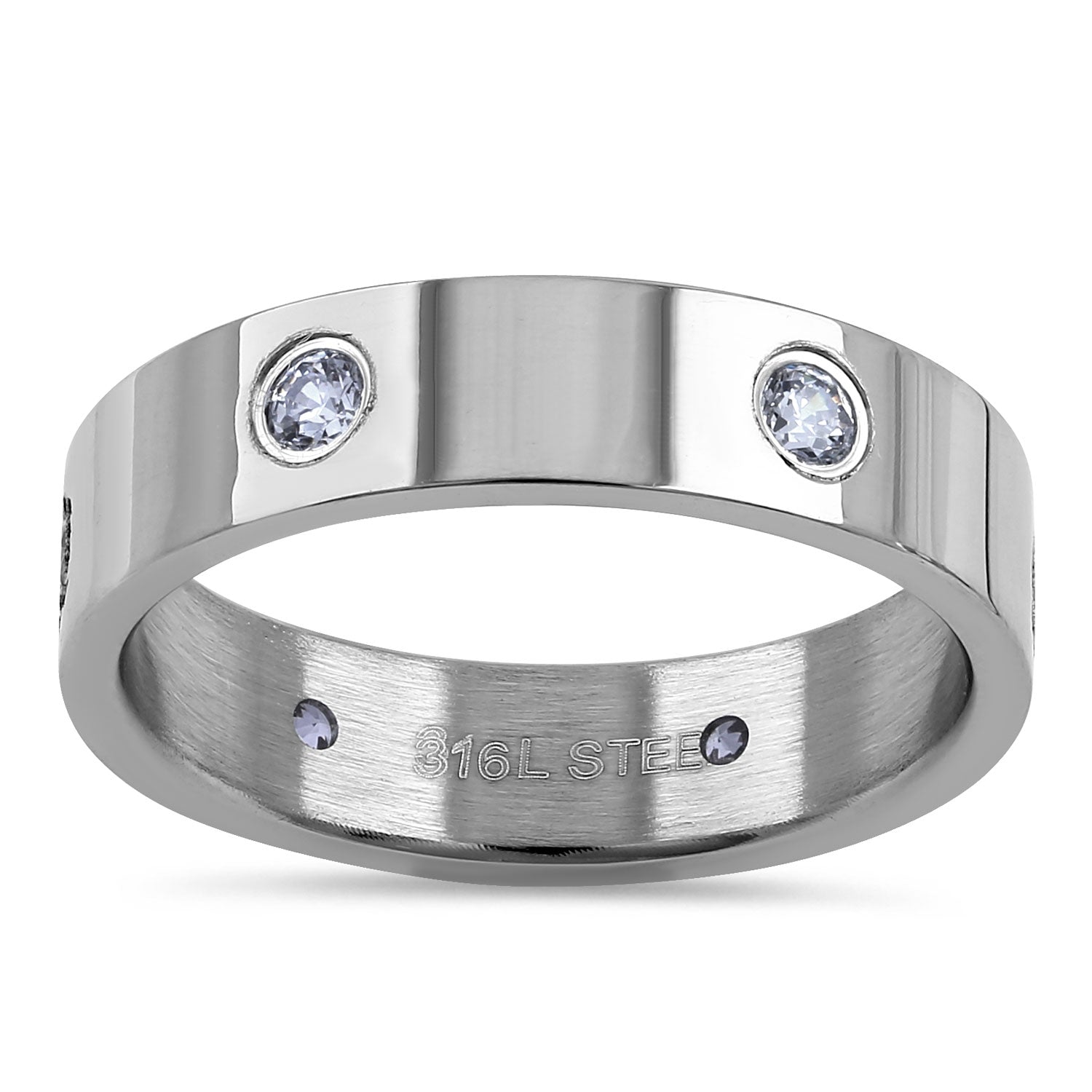 Stainless Steel CZ Band Ring for Women - Elegant Cubic Zirconia Wedding Engagement Promise Ring - Perfect for Anniversary, Valentine's Day Gift & Everyday Wear