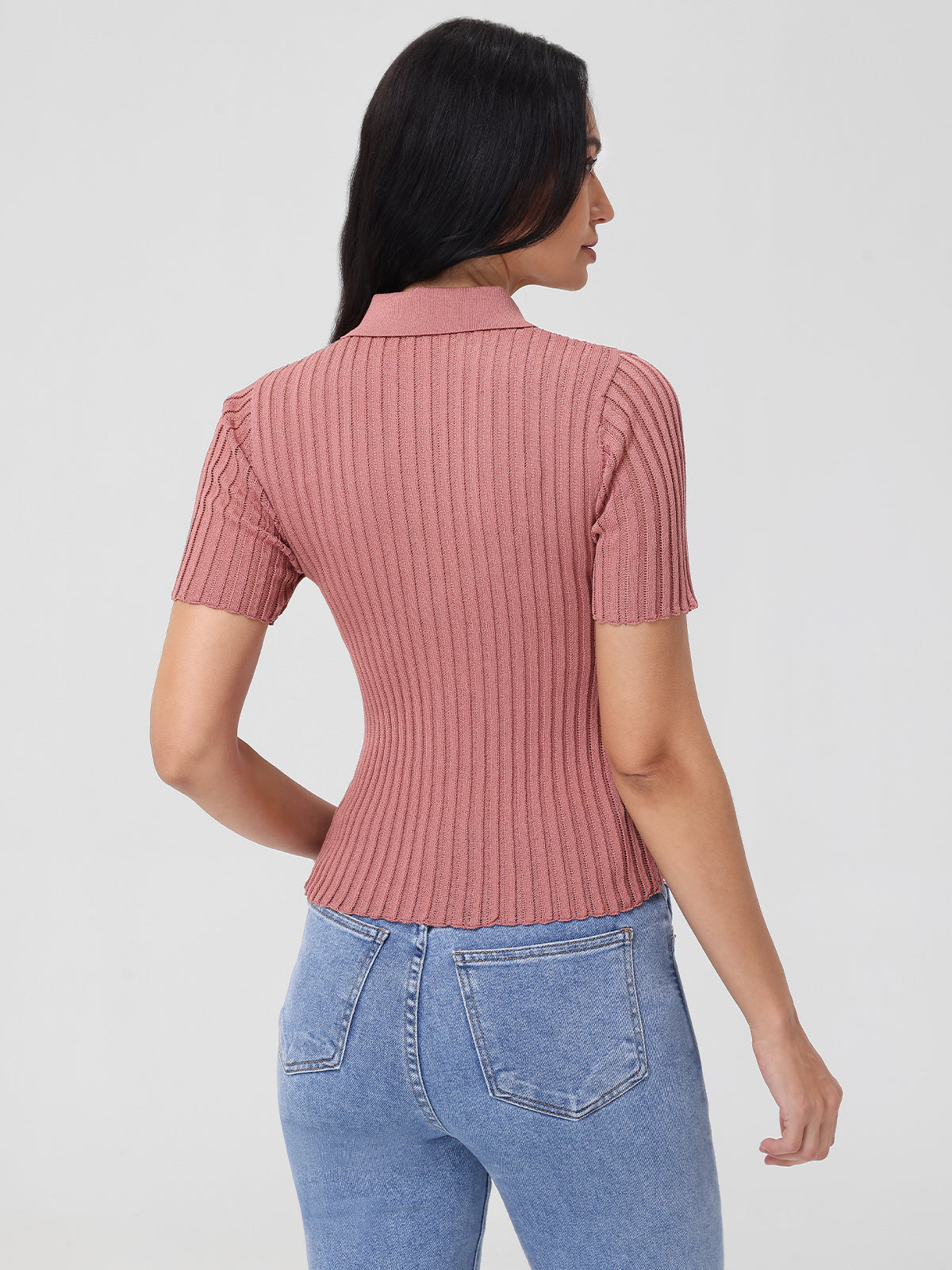 Maya Johnny Collar Ribbed Top for Women - Stylish Stretch Knit Shirt for Casual Wear & Layering | Perfect for Office, Date Night & Everyday Outfits