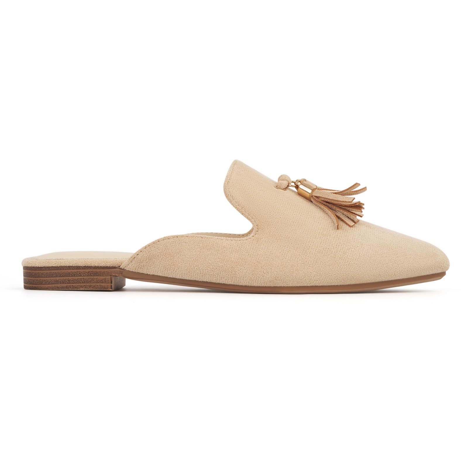 Women's Comfortable Pointed Toe Mules - Backless Slip-On Loafers with Tassels | Casual & Office Wear Slides for Everyday Comfort