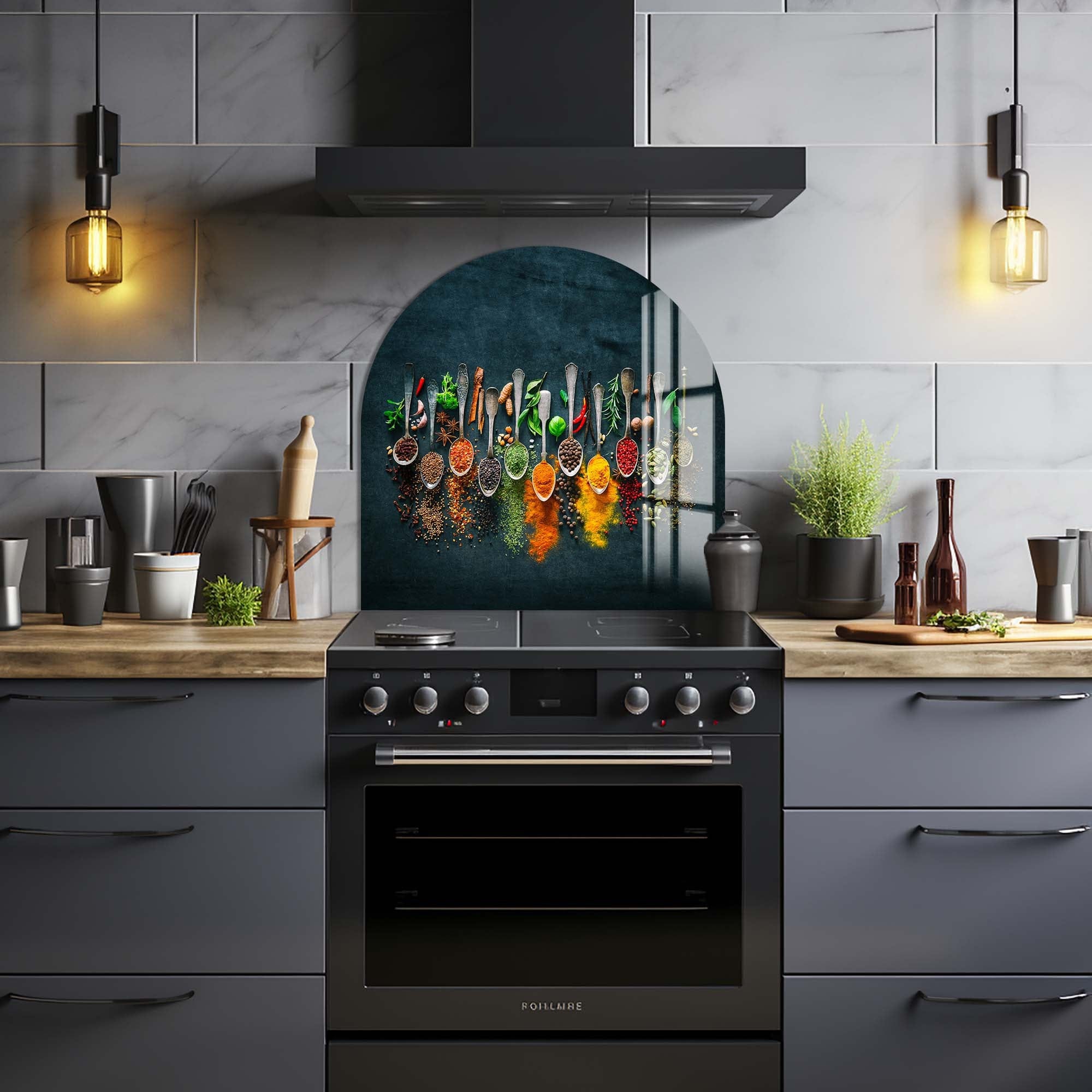 Premium Glass Splashback for Kitchen - Heat & Stain Resistant Backsplash Panel - Perfect for Modern Home Cooking & Baking (60x90cm)