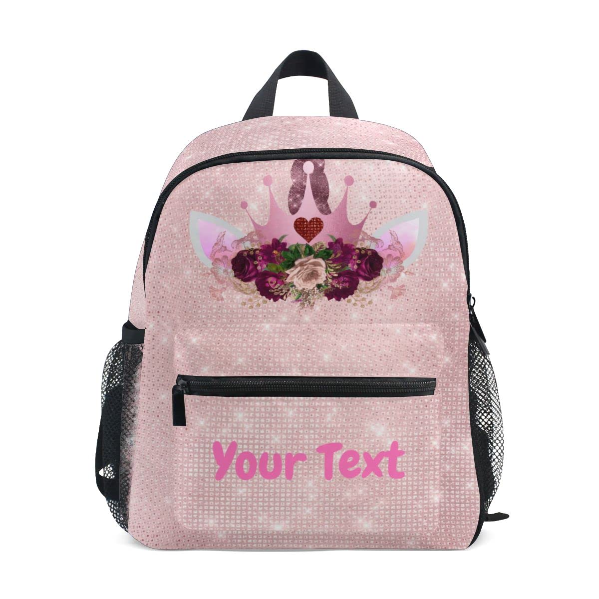 ODAWA Custom Pink Unicorn Head Toddler Backpack - Personalized Kids School Bag with Name/Text Embroidery | Cute Unicorn Backpack for Girls, Preschool, Daycare & Travel