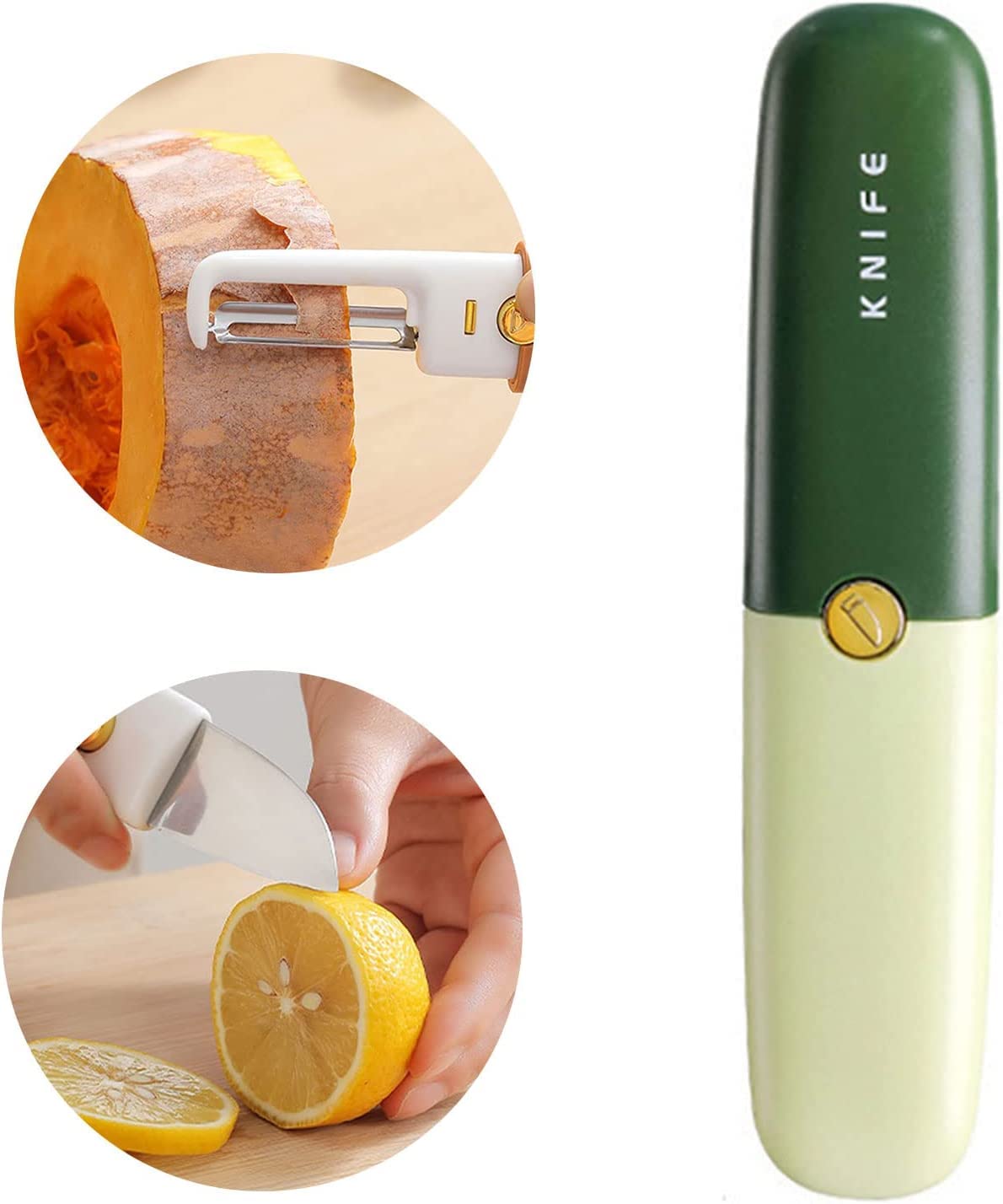 XELYTON 2-in-1 Stainless Steel Peeler & Slicer - Sharp Blades for Fruits & Vegetables - Ergonomic Non-Slip Handle - Perfect for Potatoes, Apples, Carrots - Compact Travel Knife with Protective Case - Ideal for Kitchen, Camping & Picnics