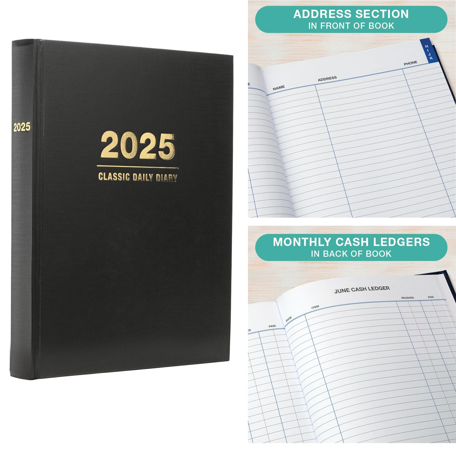 2025 Professional Hardcover Daily Planner & Journal - 6.25