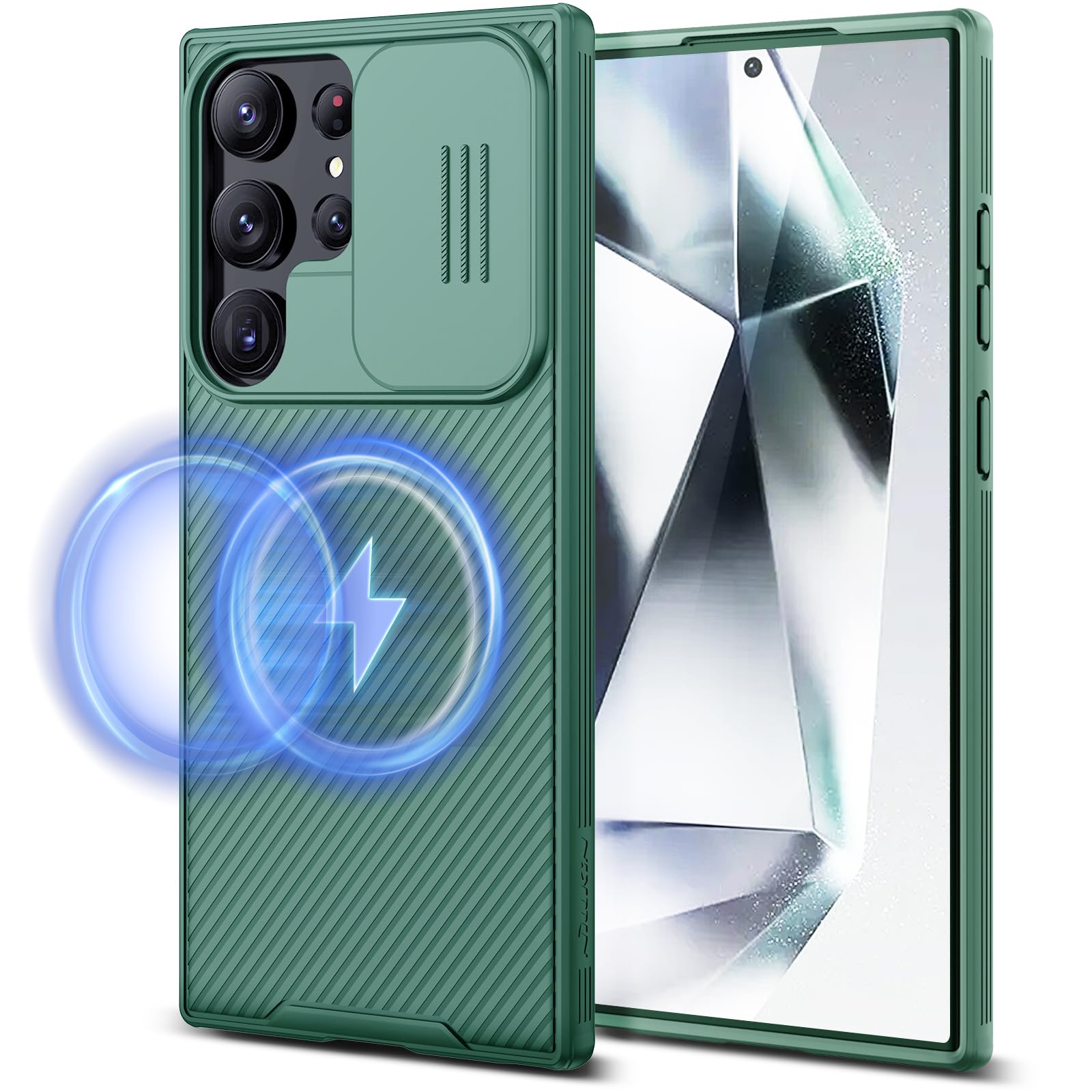 Nillkin Samsung Galaxy S24 Ultra Case with Slide Camera Cover | Military Grade Shockproof Protection | MagSafe Compatible | 6.8